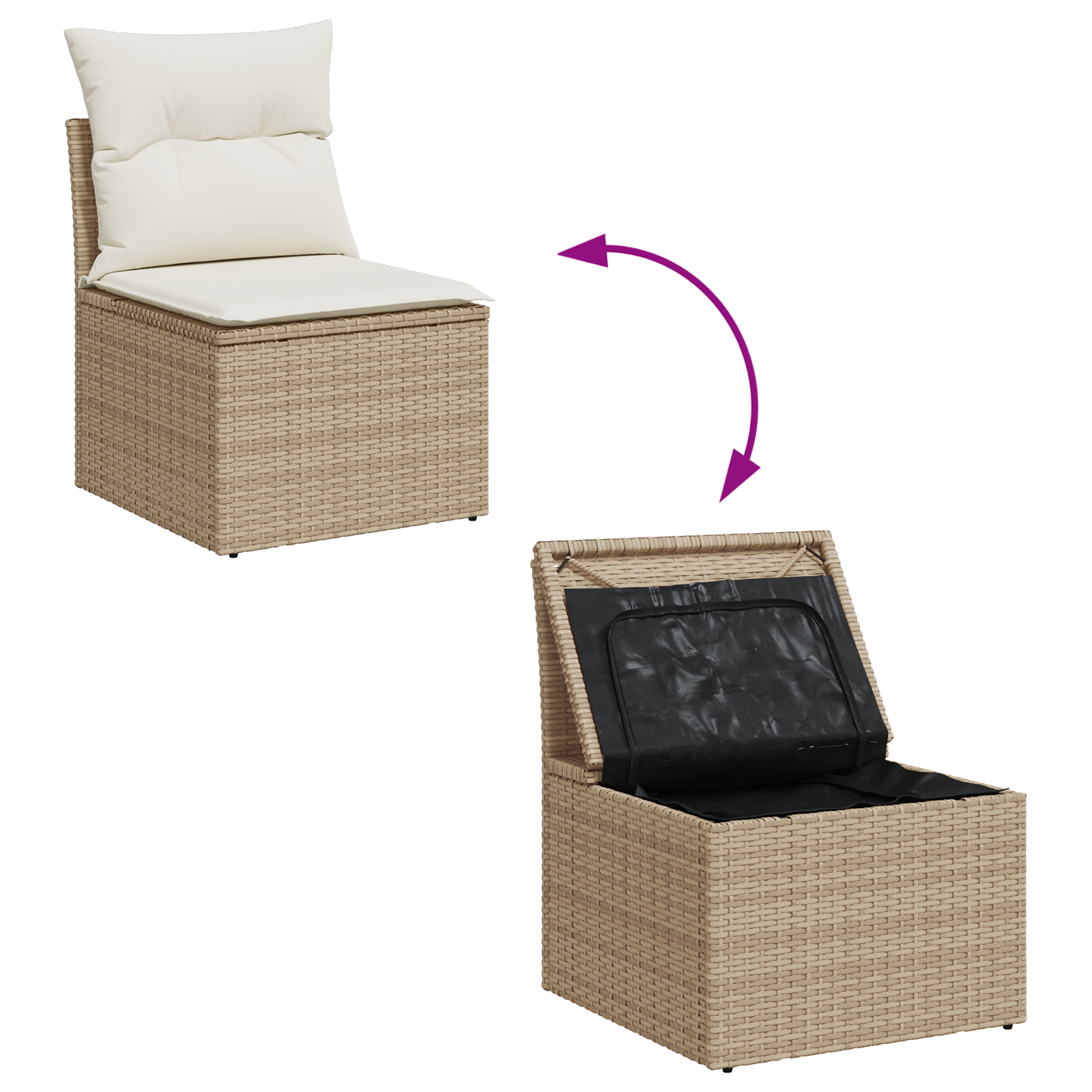 Conjunto de Sofá de Jardim de 13 Peças com Almofadas Bege Rattan Poliéster Acácia