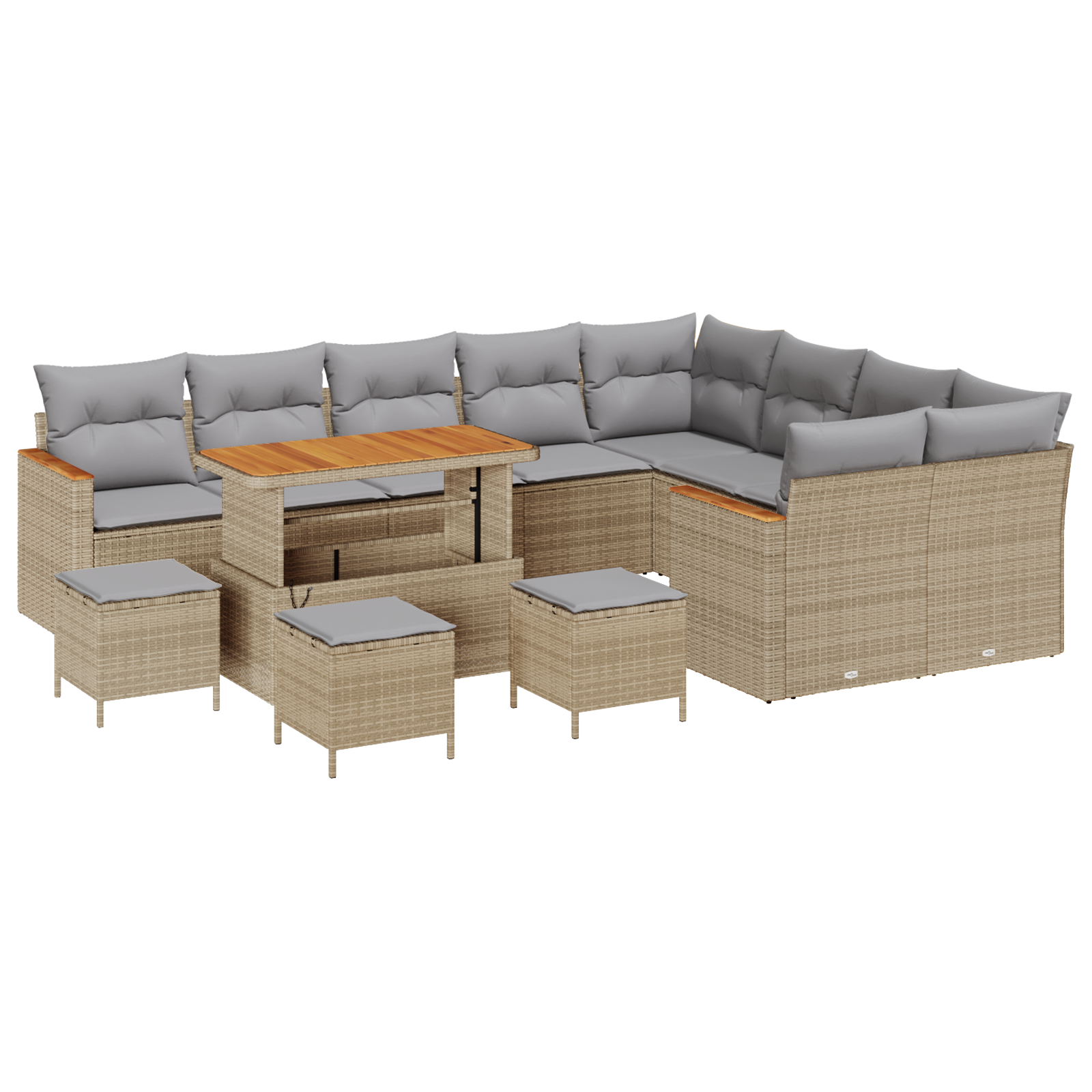 Thumbnail - vidaXL 13-teiliges Garten-Sofa-Set mit Kissen Beige Poly-Rattan Akazie