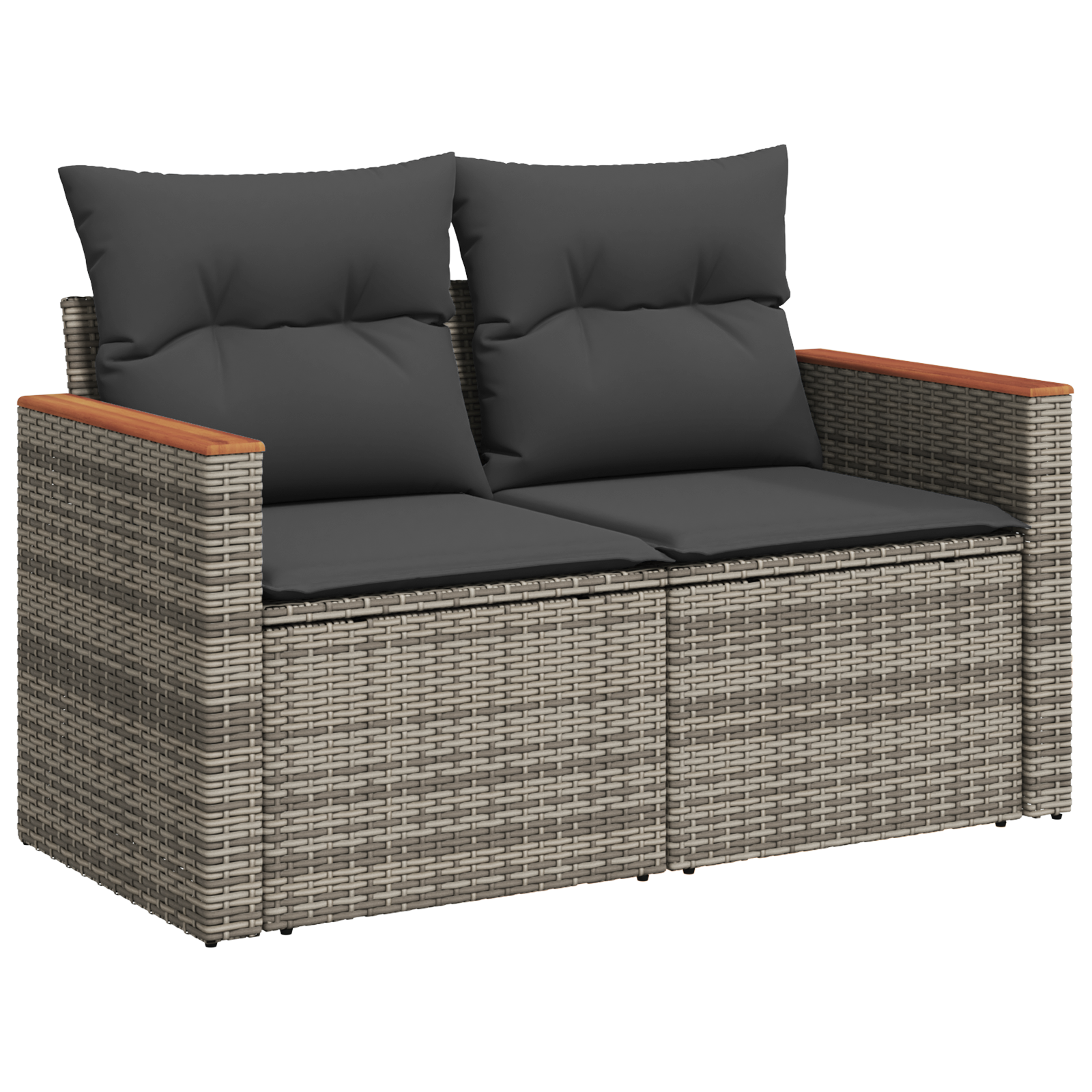 Conjunto de Sofás para Jardim 13 Peças com Almofadas Cinza Rattan Poliéster Acácia, Conjunto de Jantar Jardim 4 Peças com Almofadas Cinza Rattan Poliéster Acácia