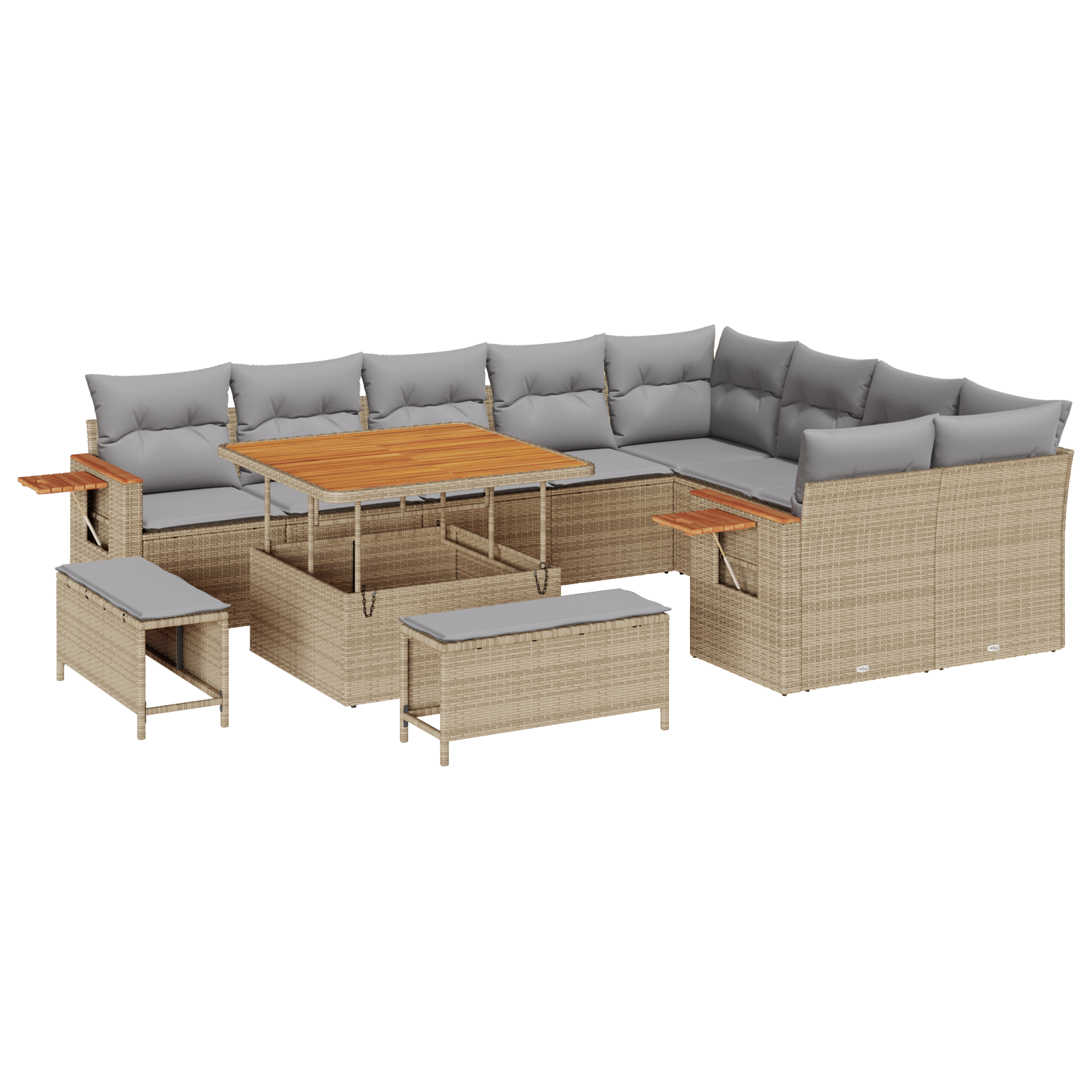 Thumbnail - vidaXL 12-teiliges Garten Sofa Set mit Kissen Beige Poly Rattan Akazie
