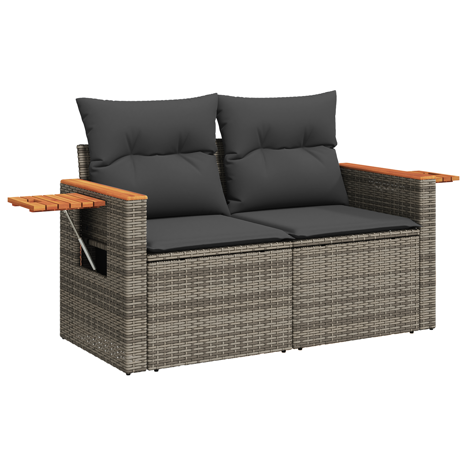 Conjunto de Sofá de Jardim 12 Peças com Almofadas Cinza Vime PE Acácia, Conjunto de Jantar de Jardim 3 Peças com Almofadas Cinza Vime PE Acácia