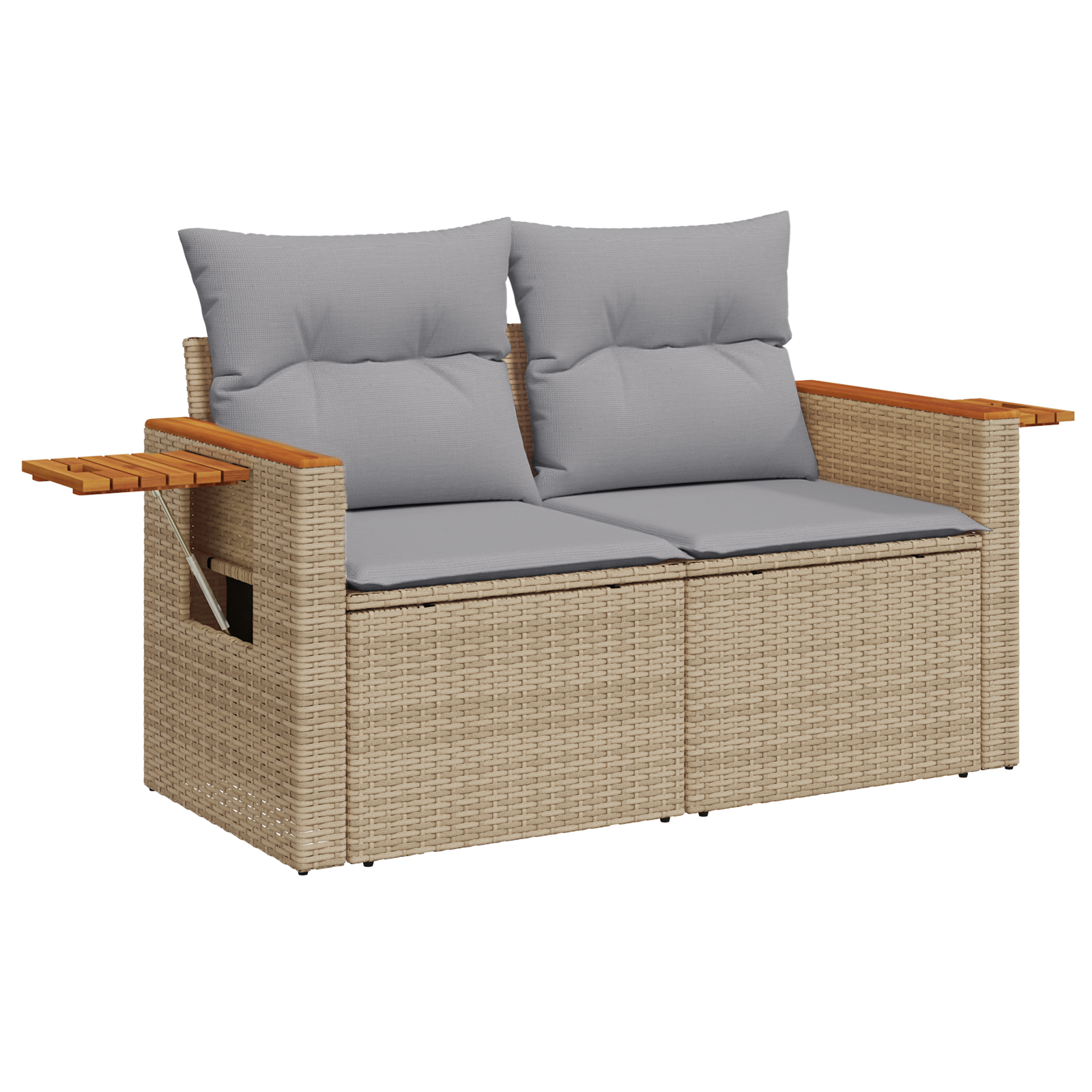 Conjunto de Sofá de Jardim com Almofadas de 13 Peças Bege Poliratan Acácia, Conjunto de Jantar de Jardim de 3 Peças com Almofadas Bege Poliratan Acácia