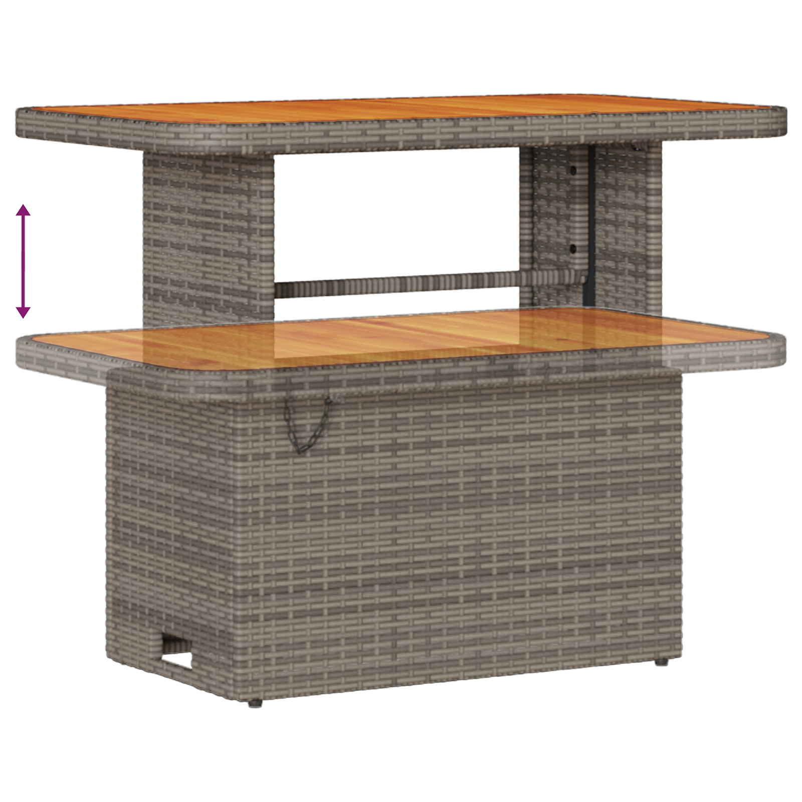 Conjunto de Sofá de Jardim 8 Peças com Almofadas Cinza Rattan de Polietileno Acácia, Conjunto de Jantar de Jardim 3 Peças com Almofadas Cinza Rattan de Polietileno Acácia