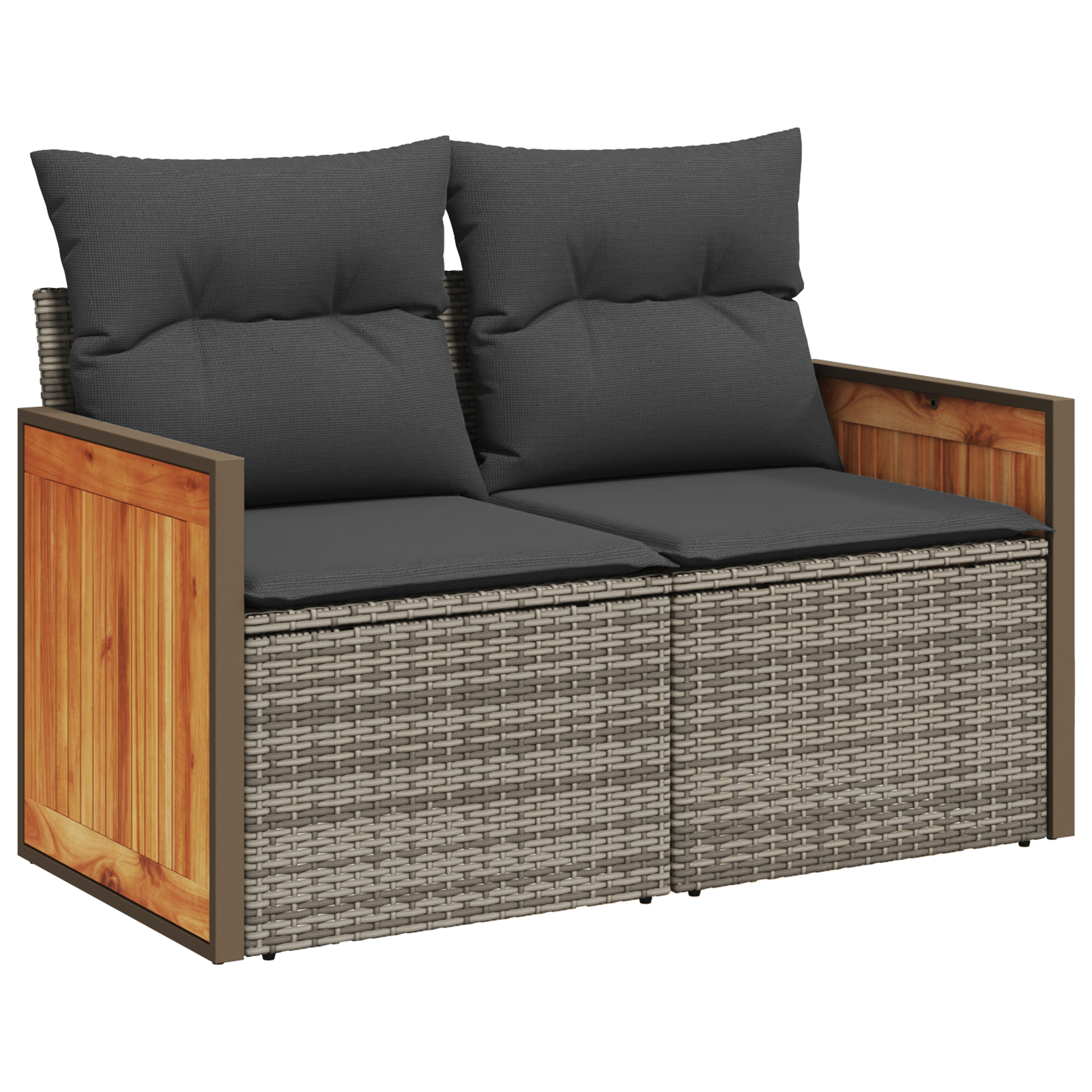Conjunto de Sofá de Jardim 8 Peças com Almofadas Cinza Rattan de Polietileno Acácia, Conjunto de Jantar de Jardim 3 Peças com Almofadas Cinza Rattan de Polietileno Acácia
