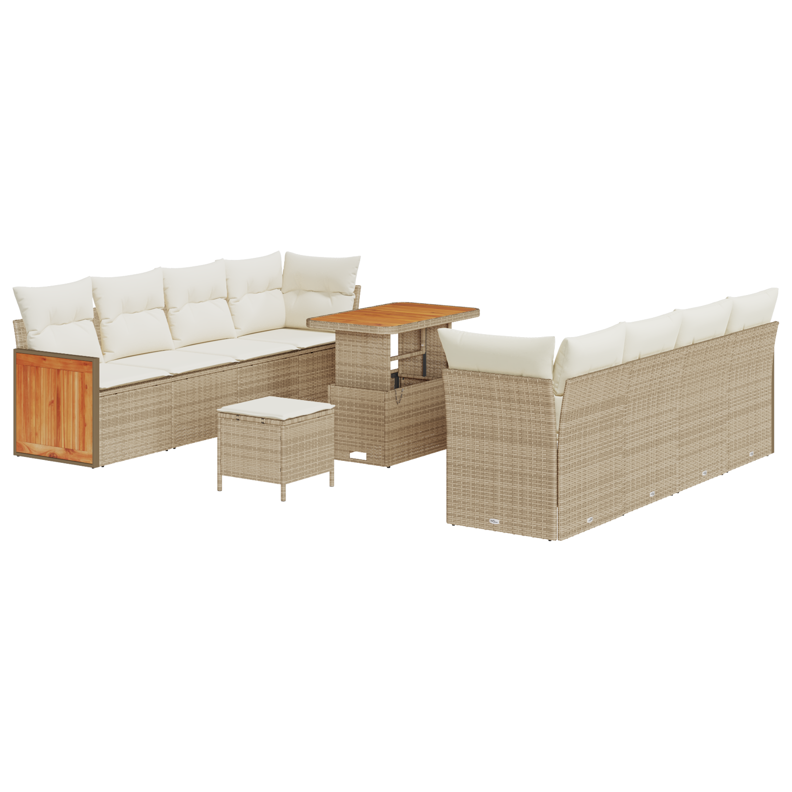 Thumbnail - vidaXL 11-teiliges Garten Sofa Set mit Kissen Beige Poly Rattan Akazie