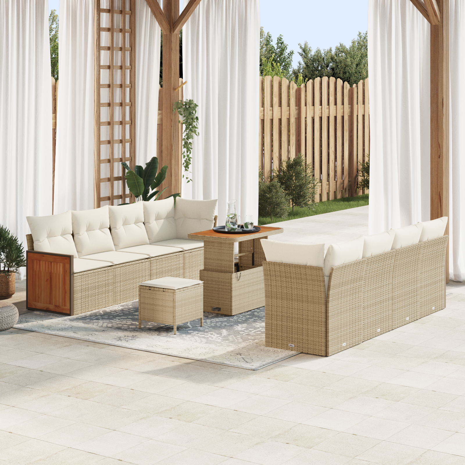 Thumbnail - vidaXL 11-teiliges Garten Sofa Set mit Kissen Beige Poly Rattan Akazie