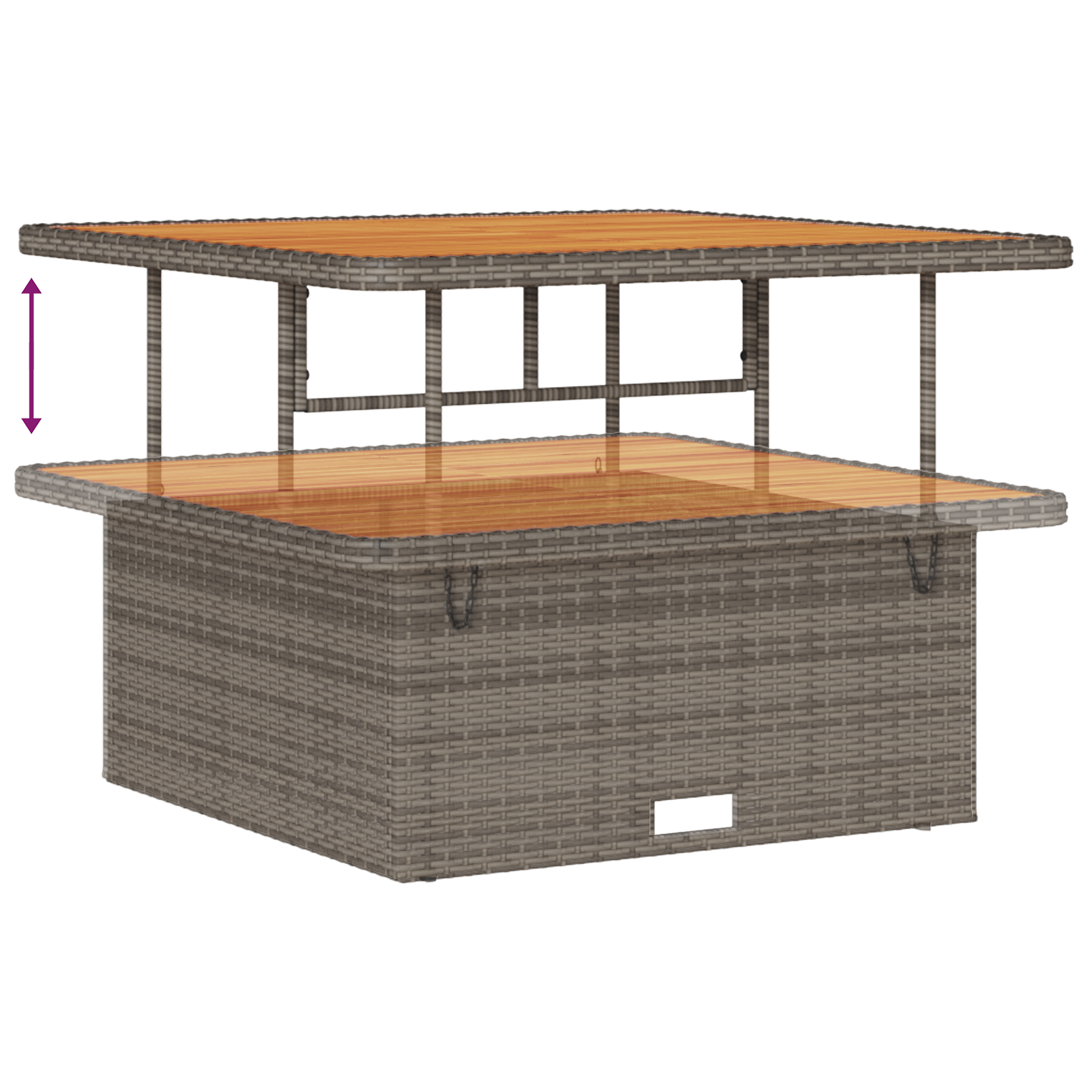 Conjunto de Sofás de Jardim de 11 Peças com Almofadas Cinza Polyrattan Acácia, Conjunto de Jantar de Jardim de 3 Peças com Almofadas Cinza Polyrattan Acácia
