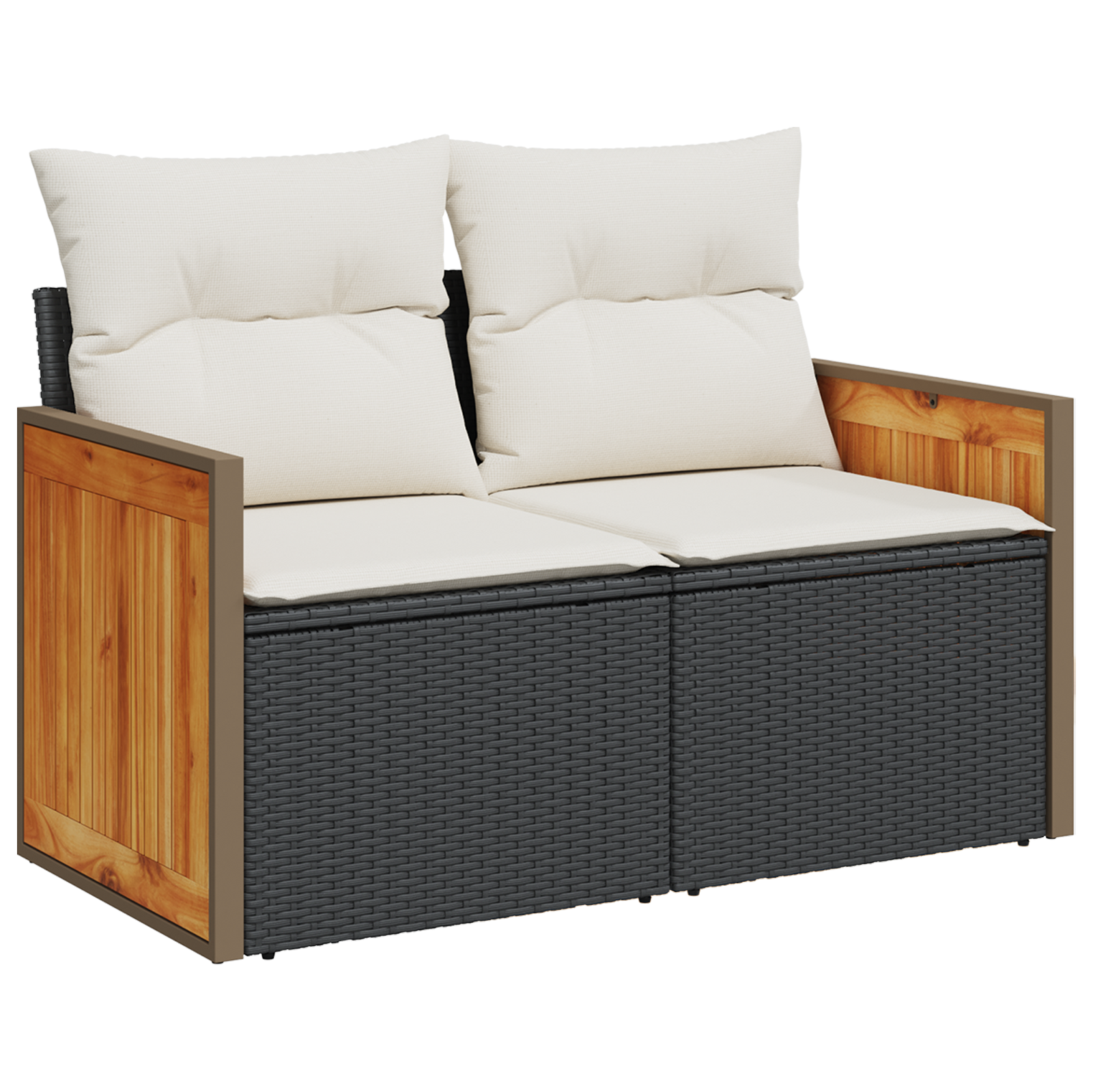 Conjunto de Sofá de Jardim de 12 Peças com Almofadas Preto Polyrattan Acácia