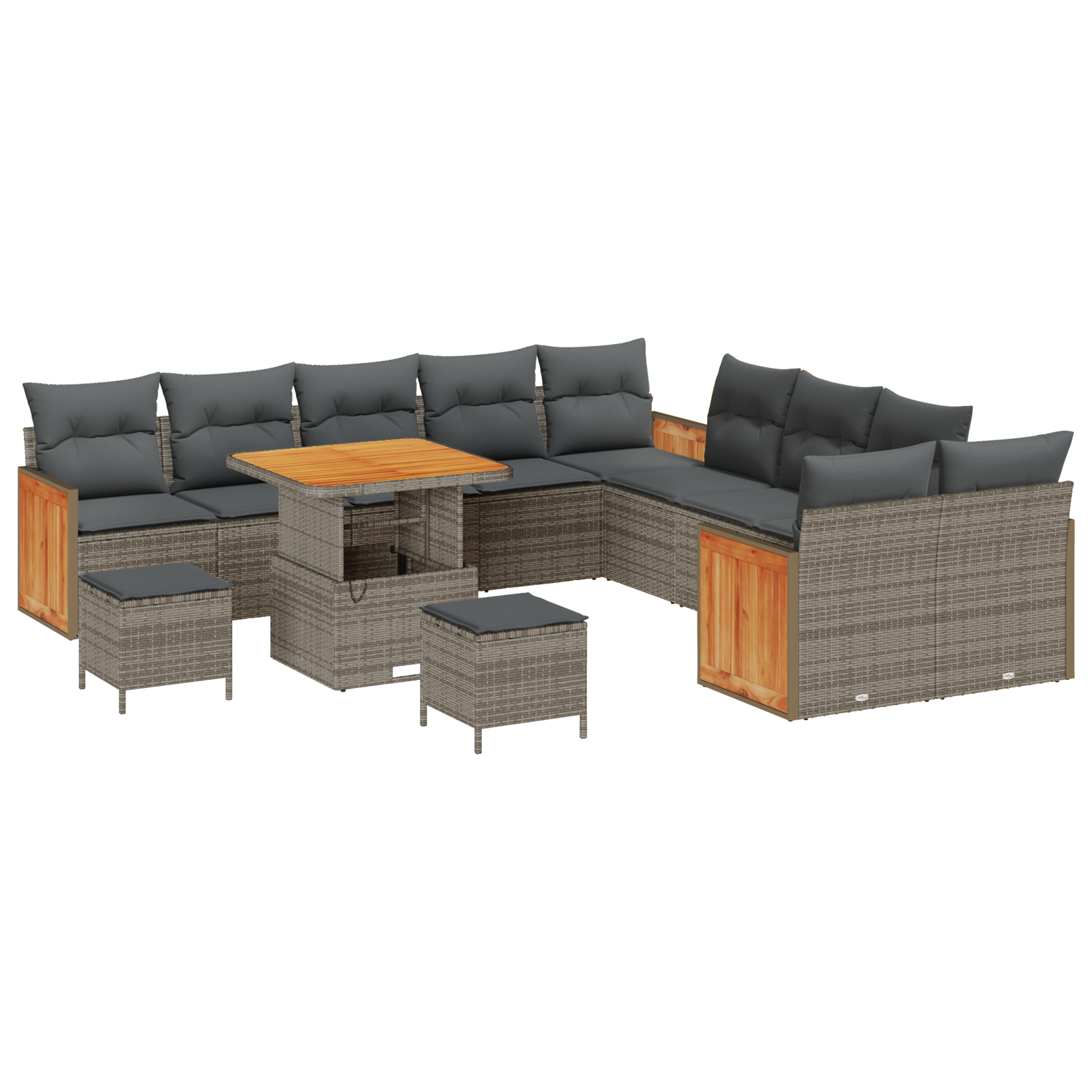 Thumbnail - vidaXL 13-teiliges Garten Sofa Set mit Kissen Grau Poly Rattan Akazie