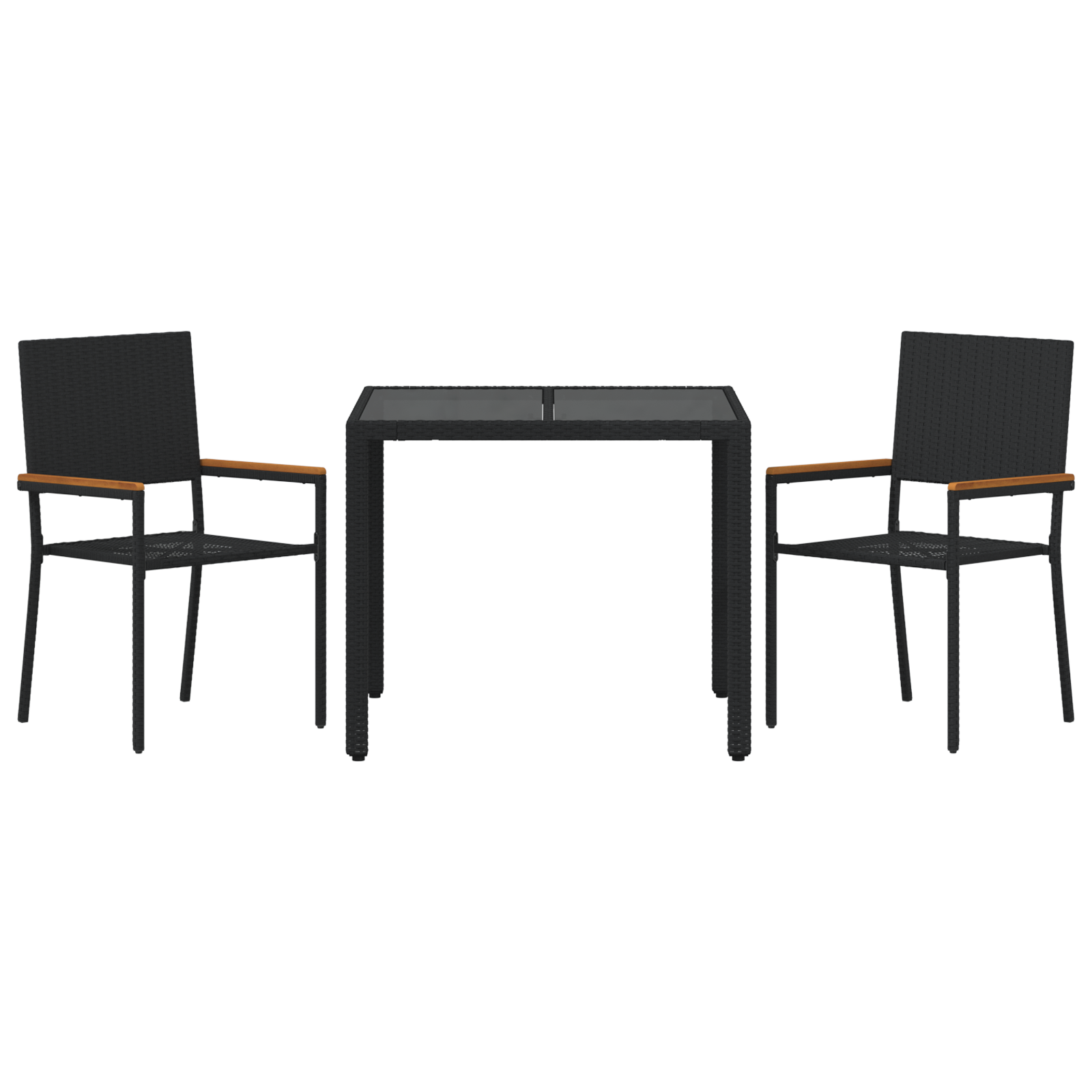 3 Piece Garden Dining Set Black Poly Rattan - Image 7
