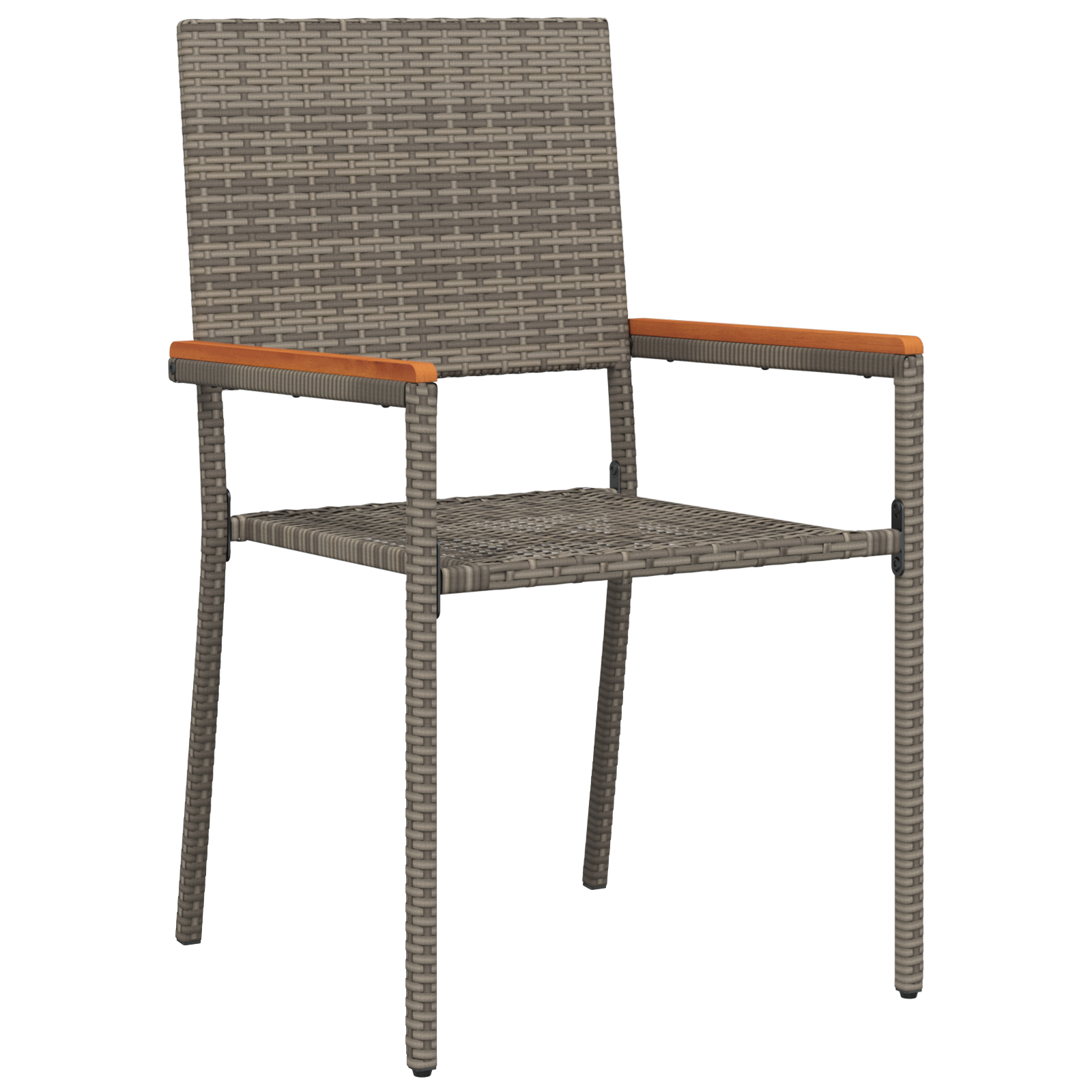 Conjunto de Jantar de Jardim 3 Peças Cinza Polyrattan, Cadeiras empilháveis com Almofadas 2 pcs Cinza Polyrattan