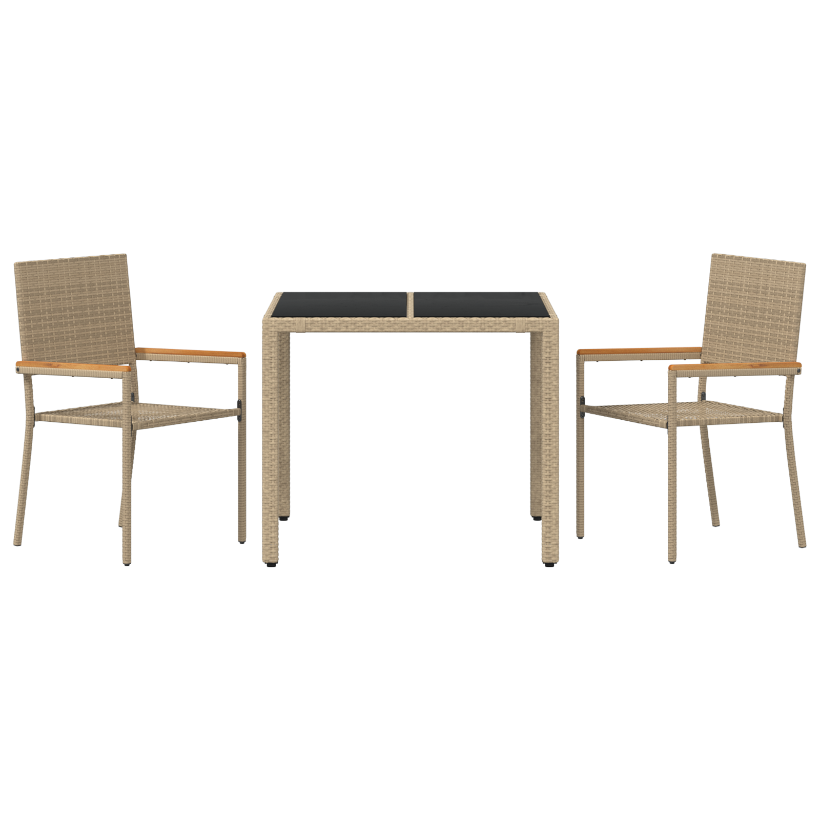3 Piece Garden Dining Set Beige Poly Rattan - Image 7