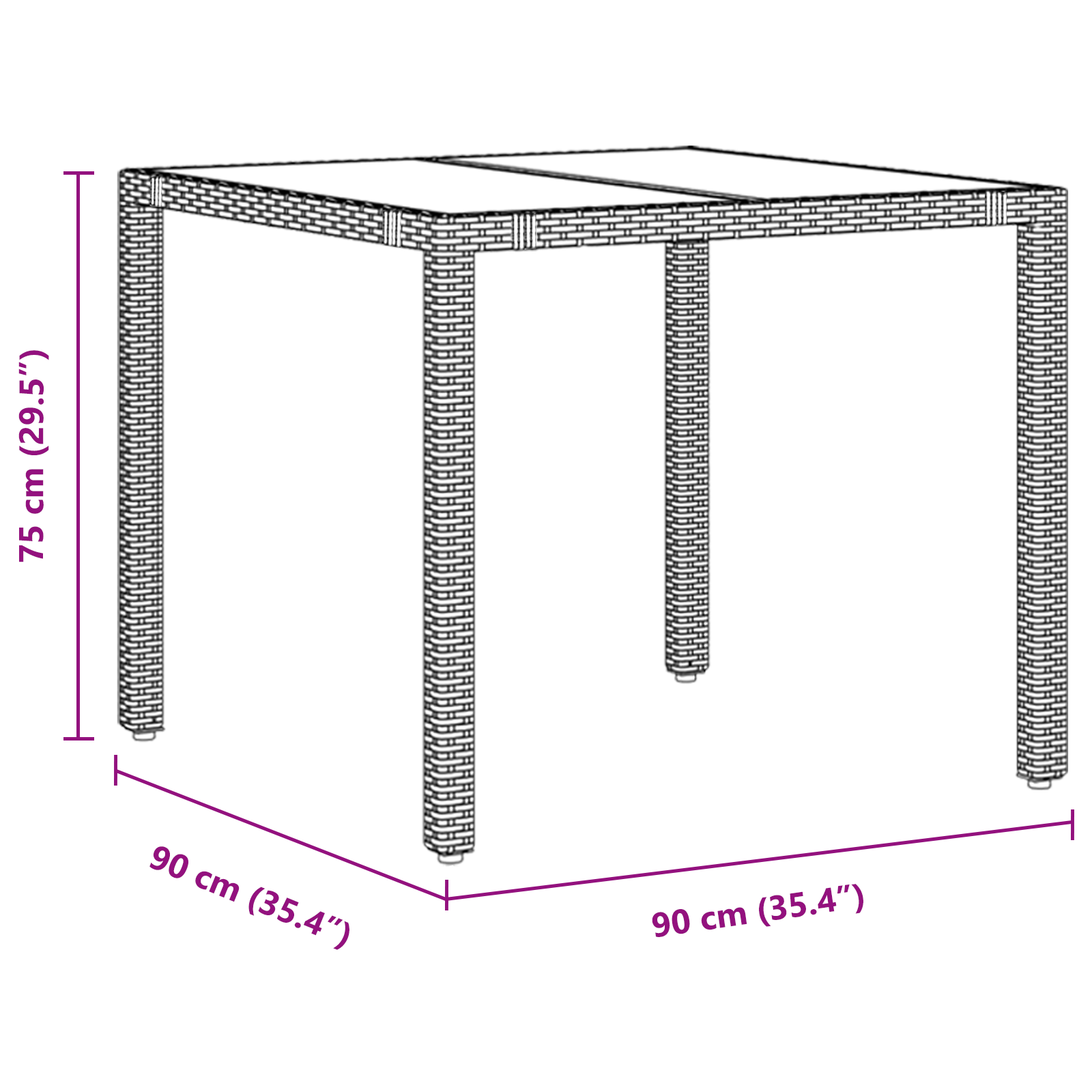 5 Piece Garden Dining Set Black Poly Rattan - Image 11