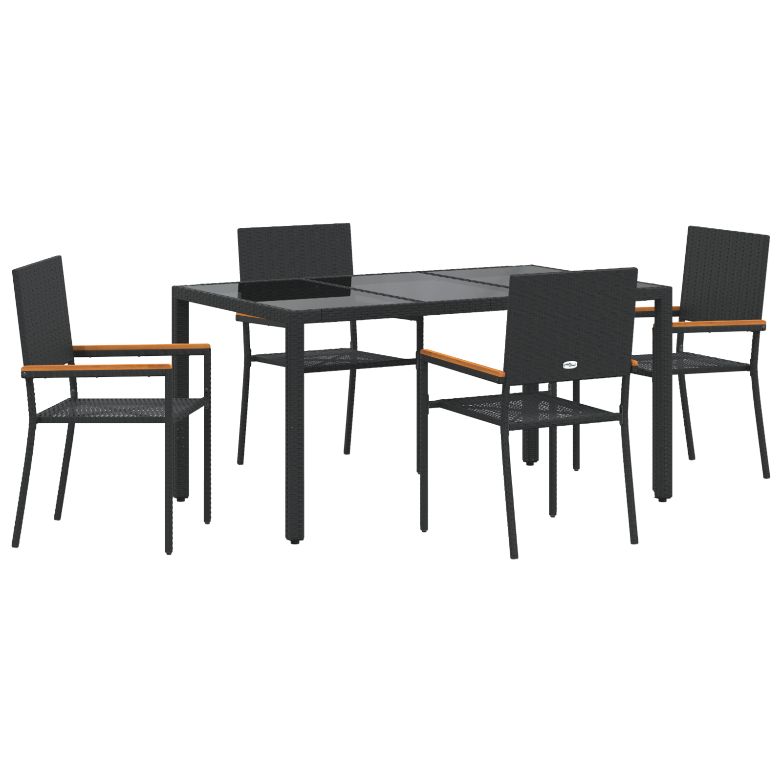5 Piece Garden Dining Set Black Poly Rattan - Image 2