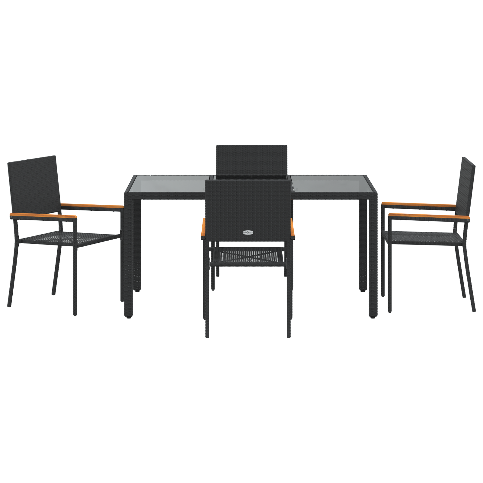 5 Piece Garden Dining Set Black Poly Rattan - Image 7