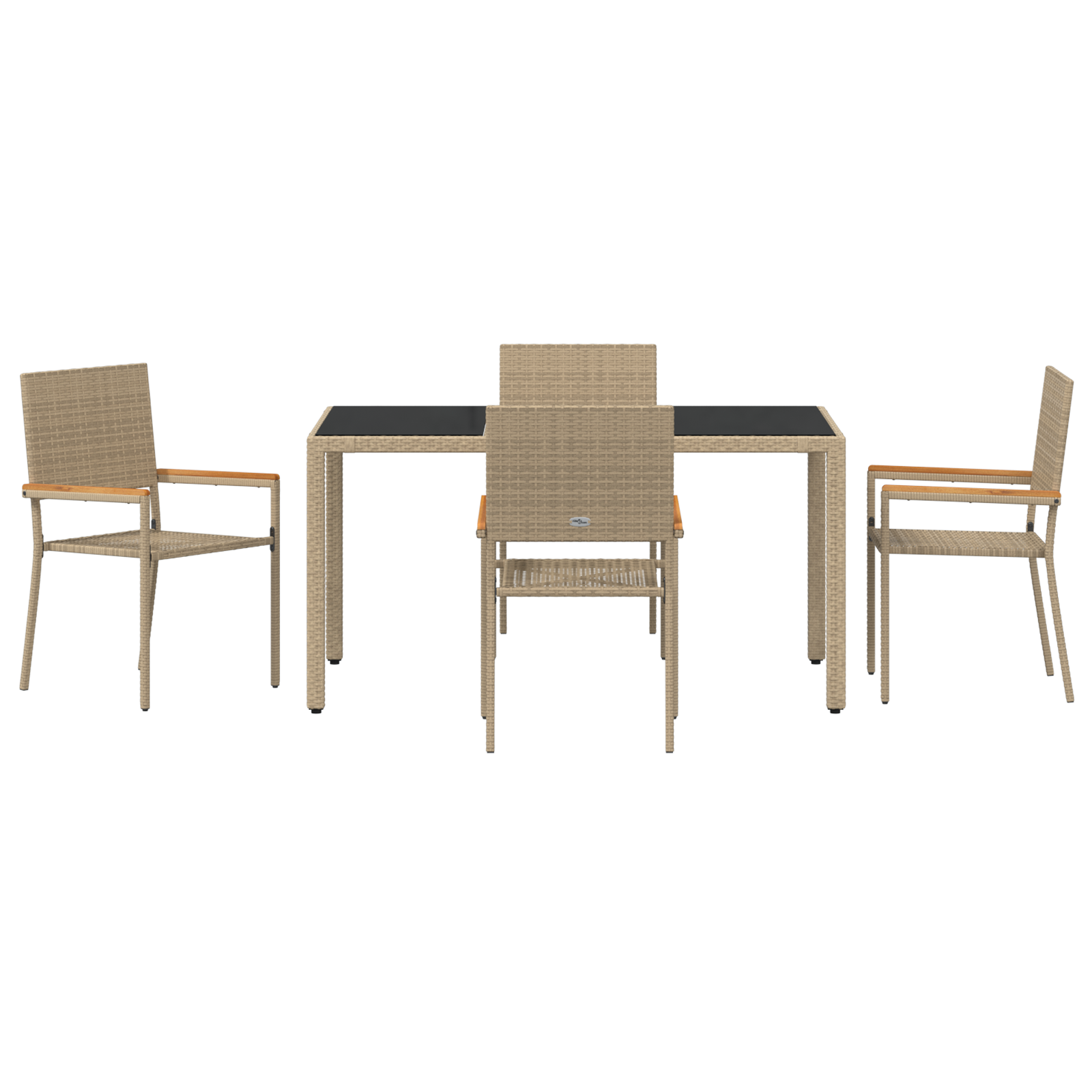 5 Piece Garden Dining Set Beige Poly Rattan - Image 7