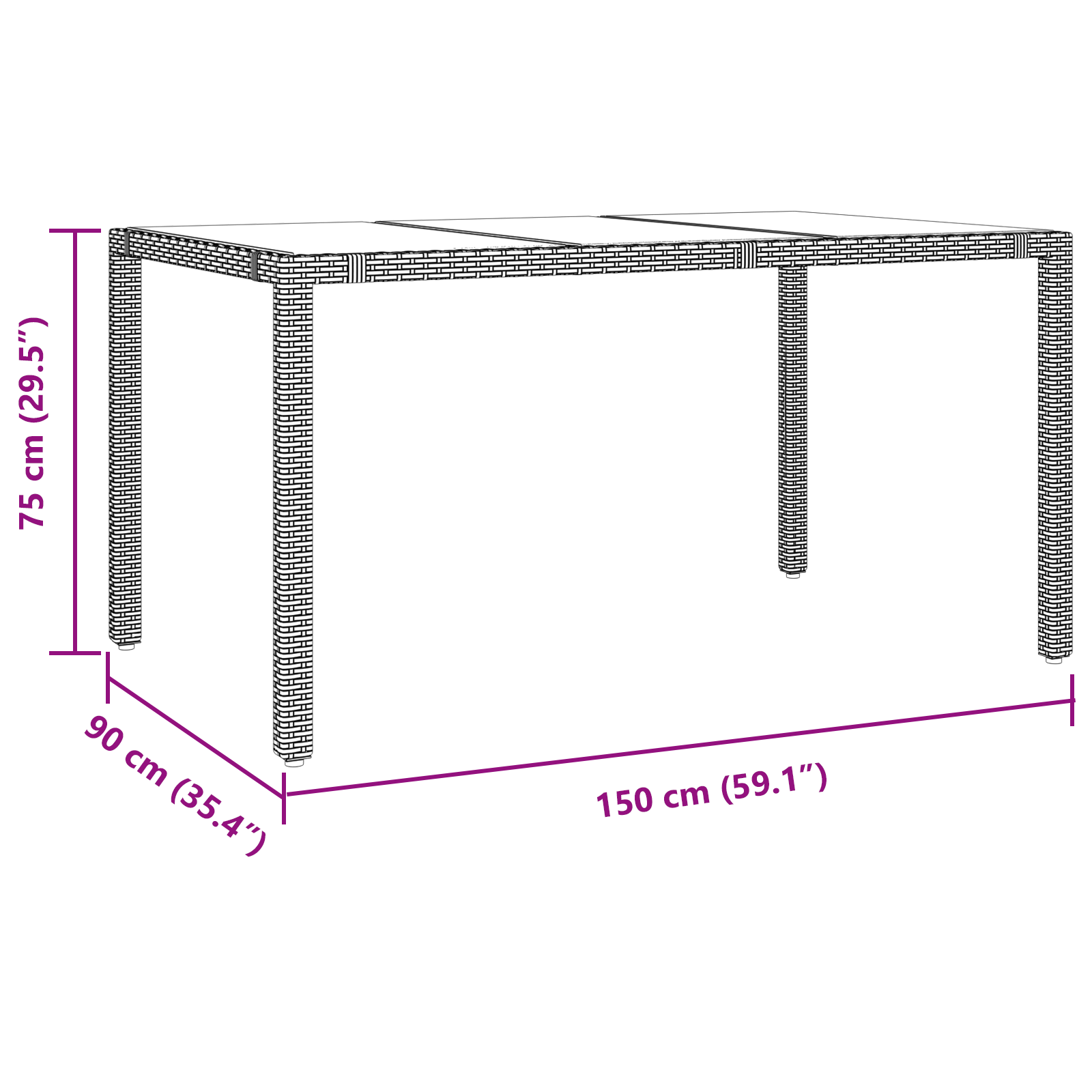 5 Piece Garden Dining Set Beige Poly Rattan - Image 11
