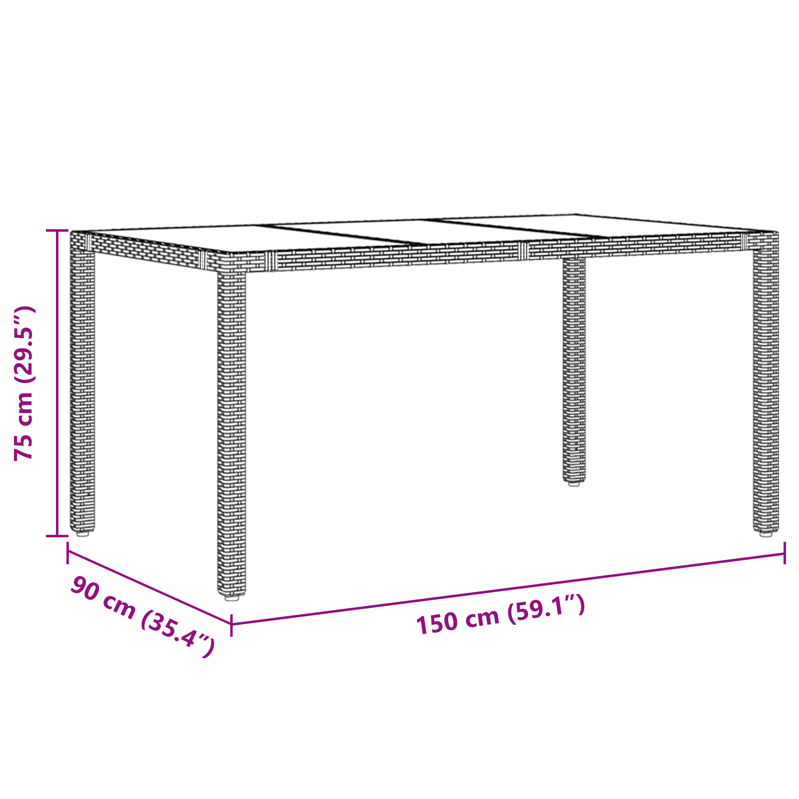 7 Piece Garden Dining Set Black Poly Rattan - Image 11