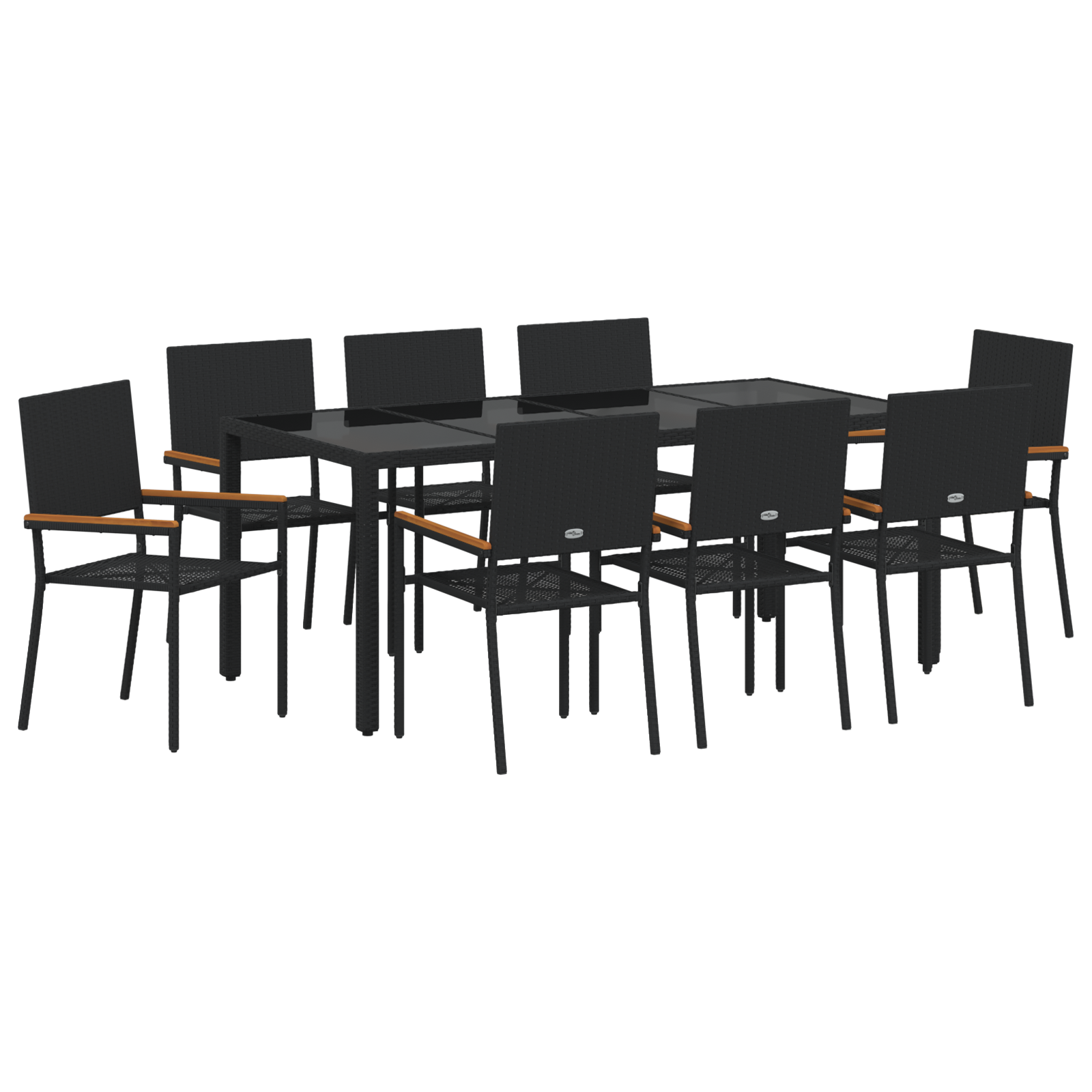 9 Piece Garden Dining Set Black Poly Rattan - Image 2