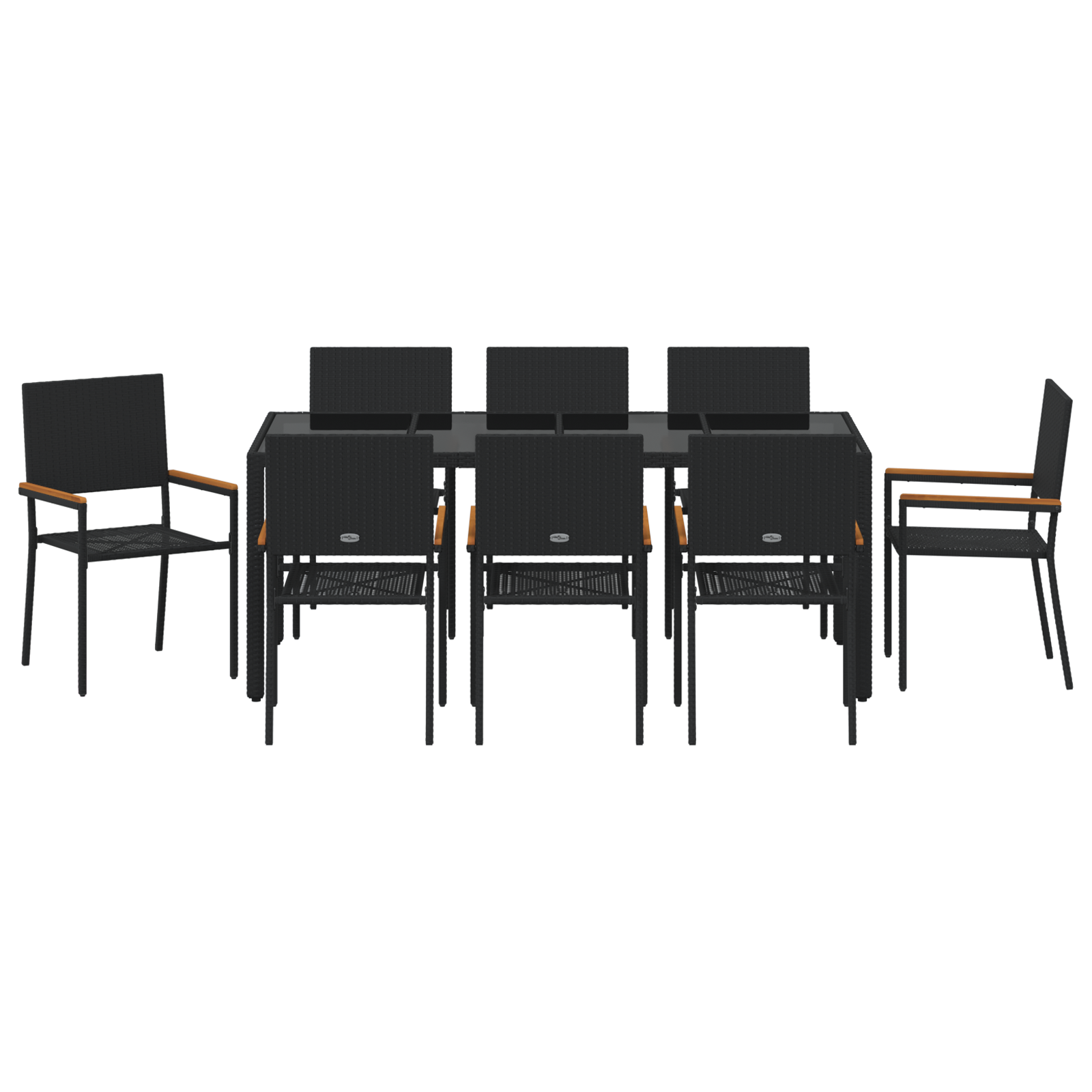 9 Piece Garden Dining Set Black Poly Rattan - Image 7