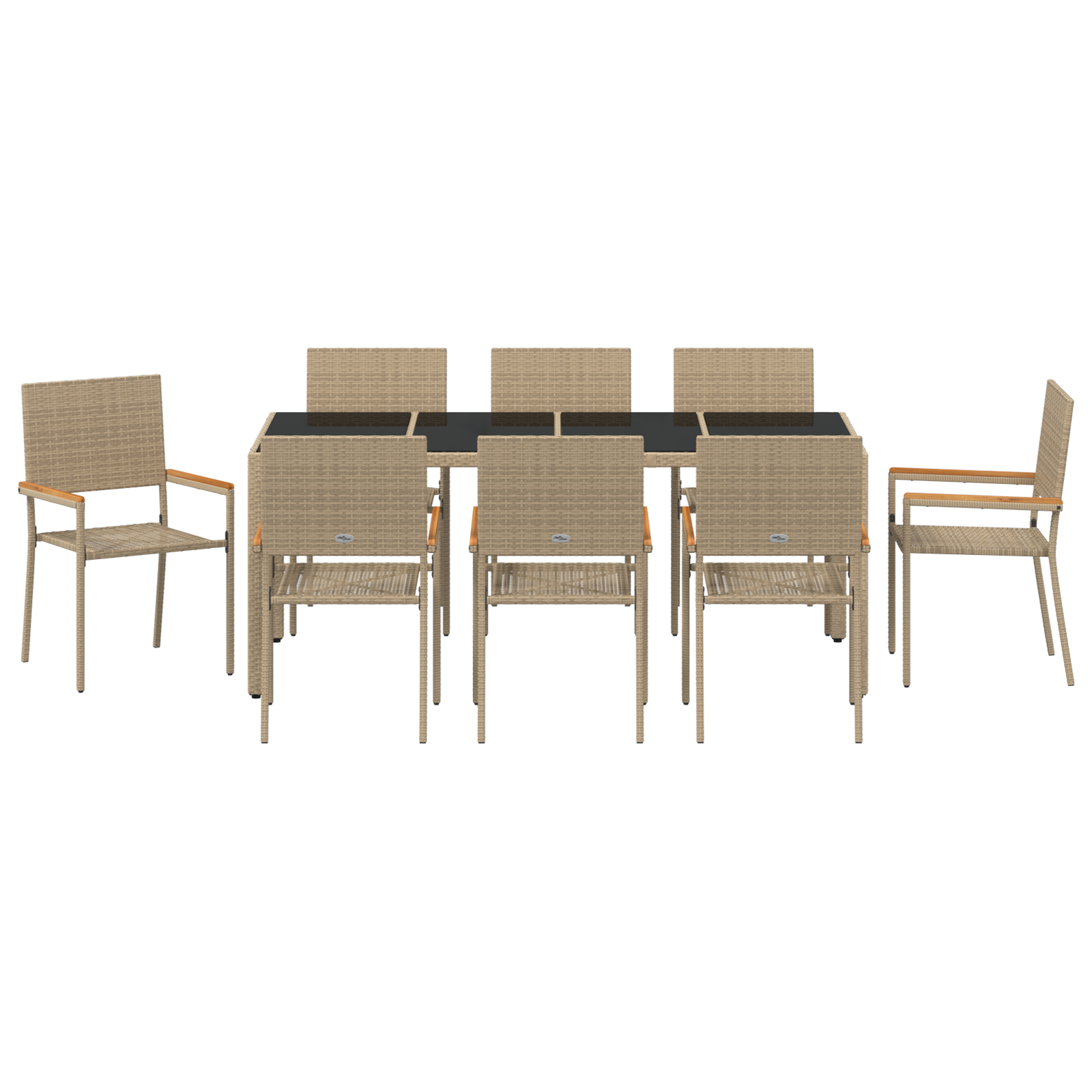 9 Piece Garden Dining Set Beige Poly Rattan - Image 7