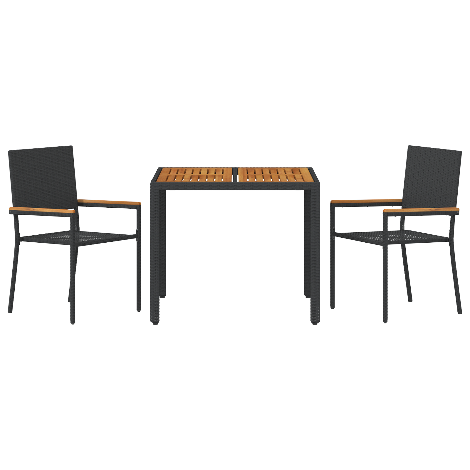3 Piece Garden Dining Set Black Poly Rattan - Image 7