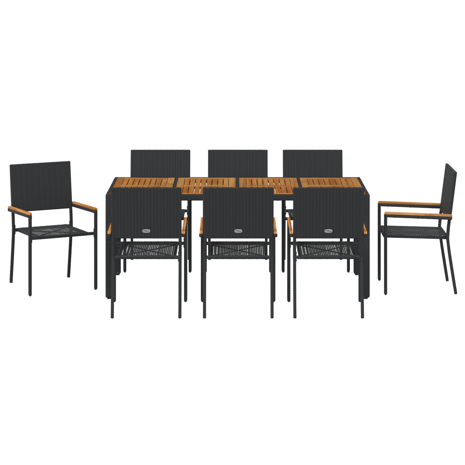 9 Piece Garden Dining Set Black Poly Rattan - Image 7