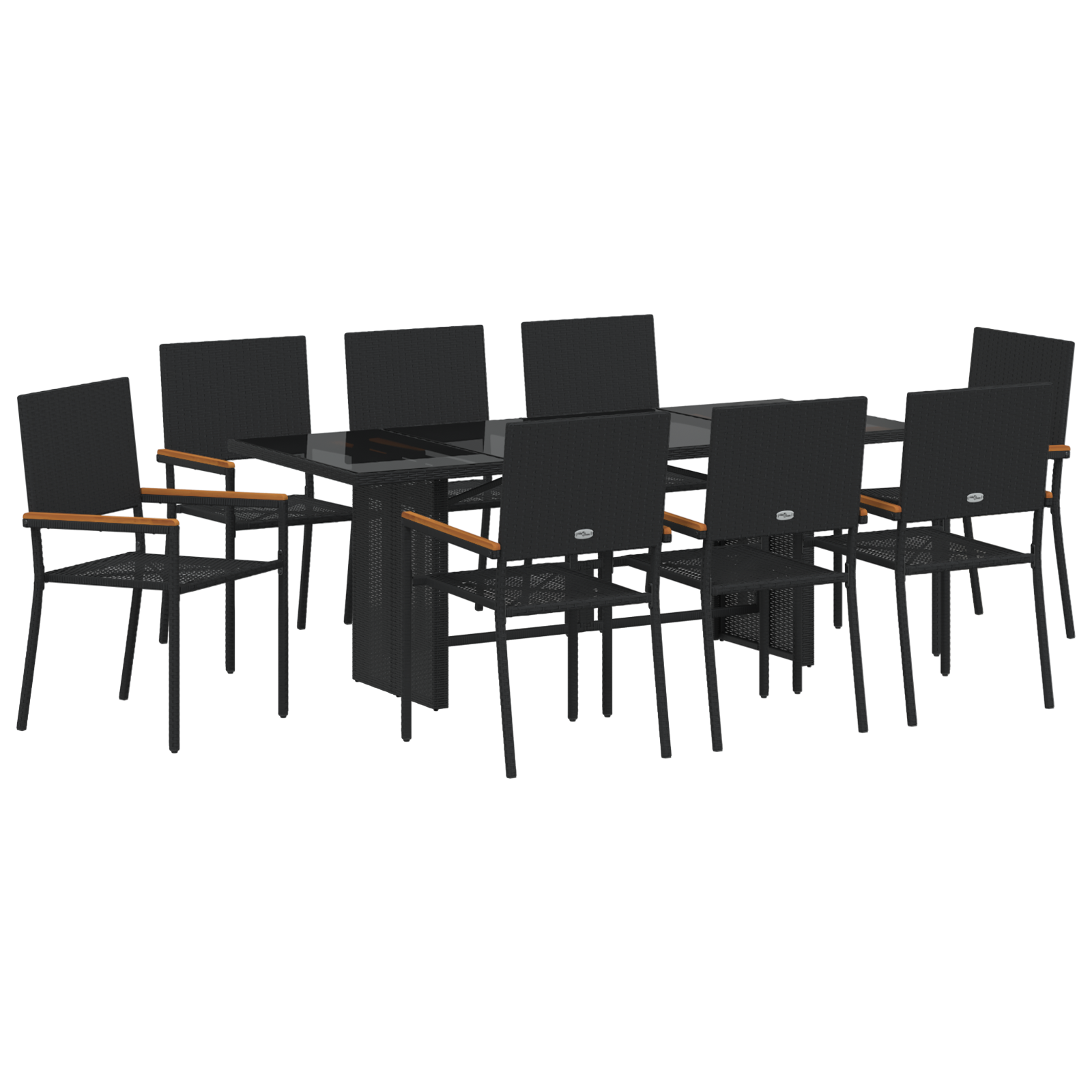 9 Piece Garden Dining Set Black Poly Rattan - Image 2