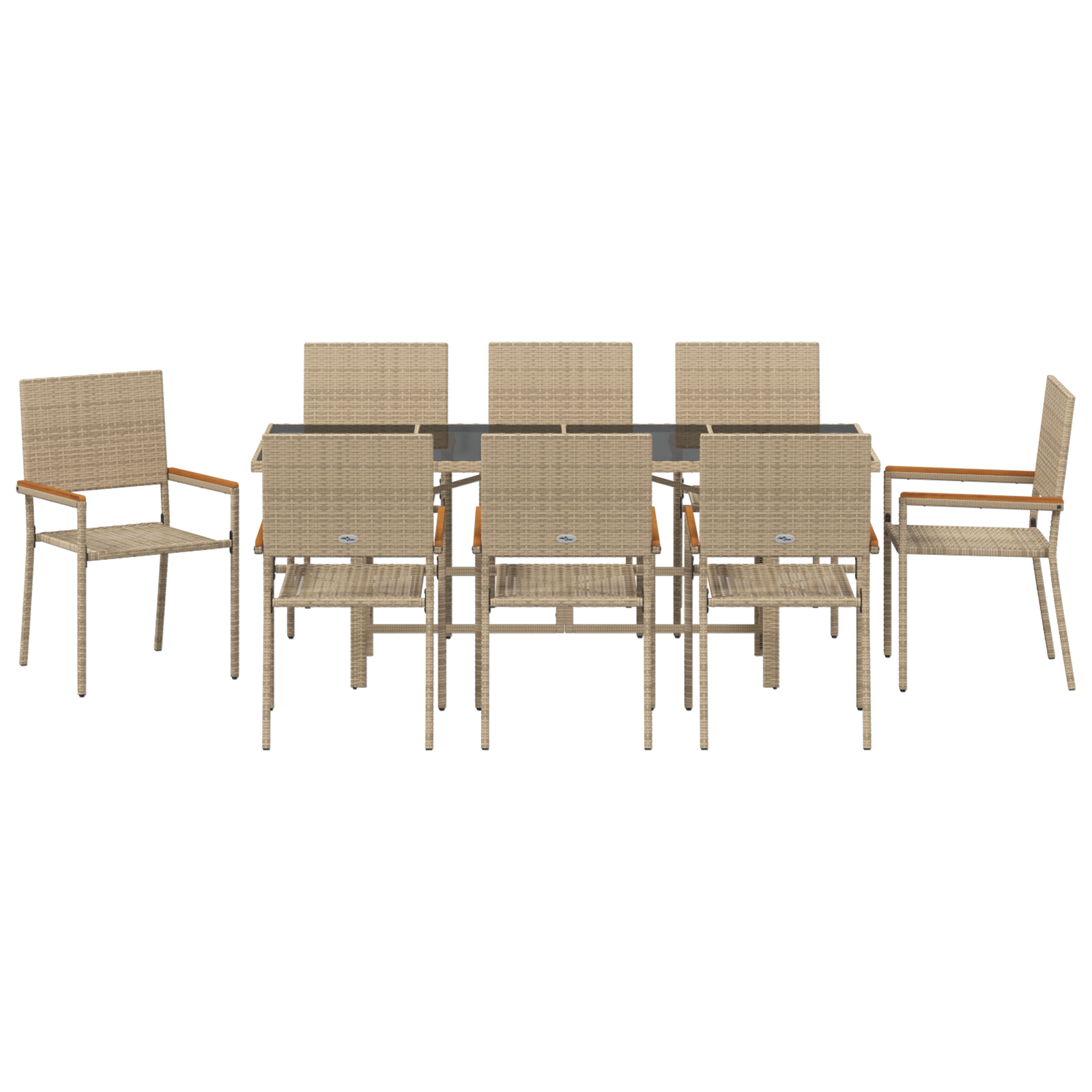 9 Piece Garden Dining Set Beige Poly Rattan - Image 7