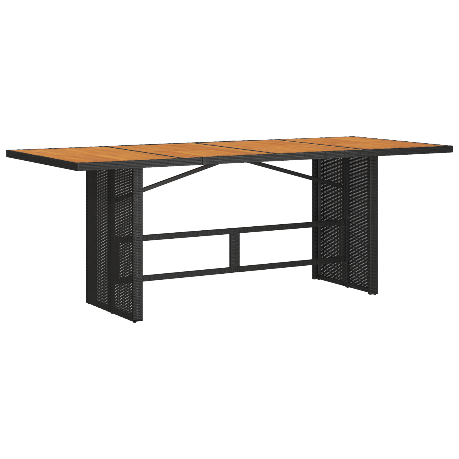 7 Piece Garden Dining Set Black Poly Rattan - Image 5