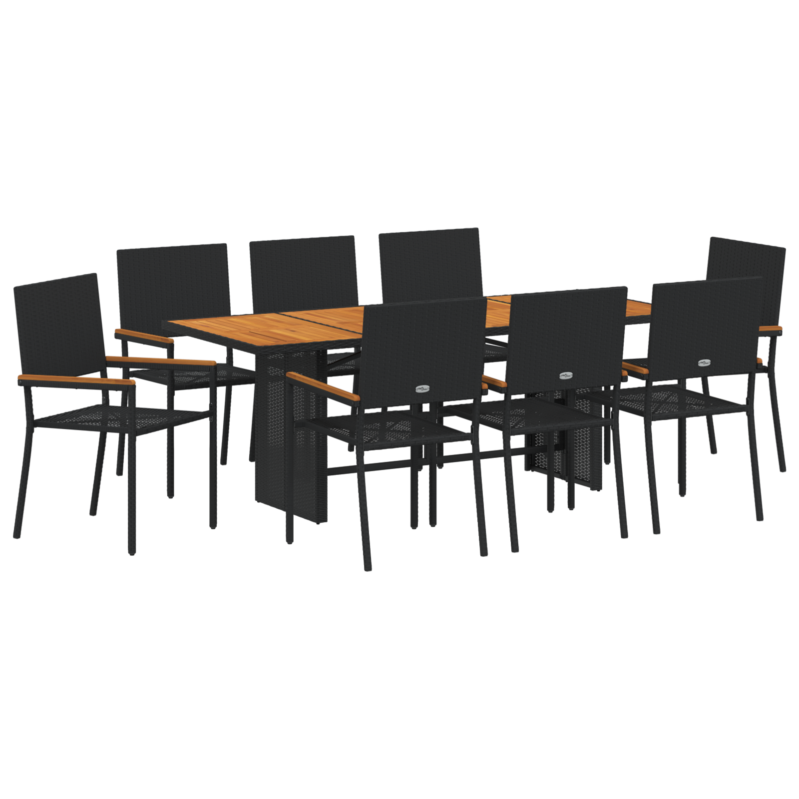 9 Piece Garden Dining Set Black Poly Rattan - Image 2