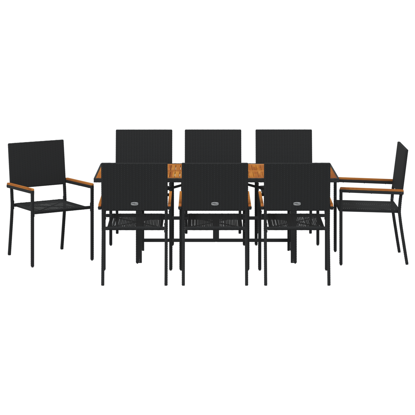9 Piece Garden Dining Set Black Poly Rattan - Image 7