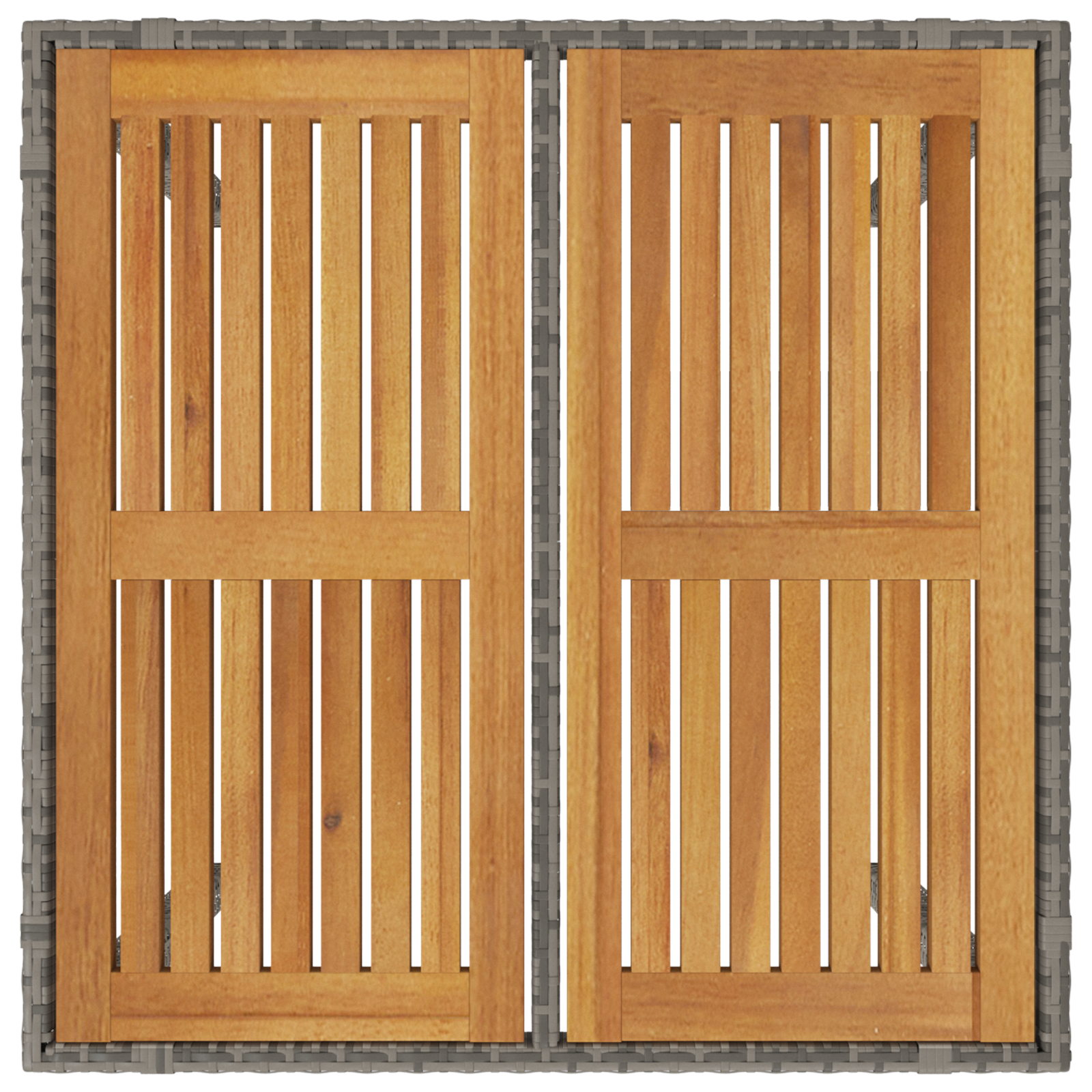 3 Piece Garden Dining Set Grey Poly Rattan Acacia - Image 8