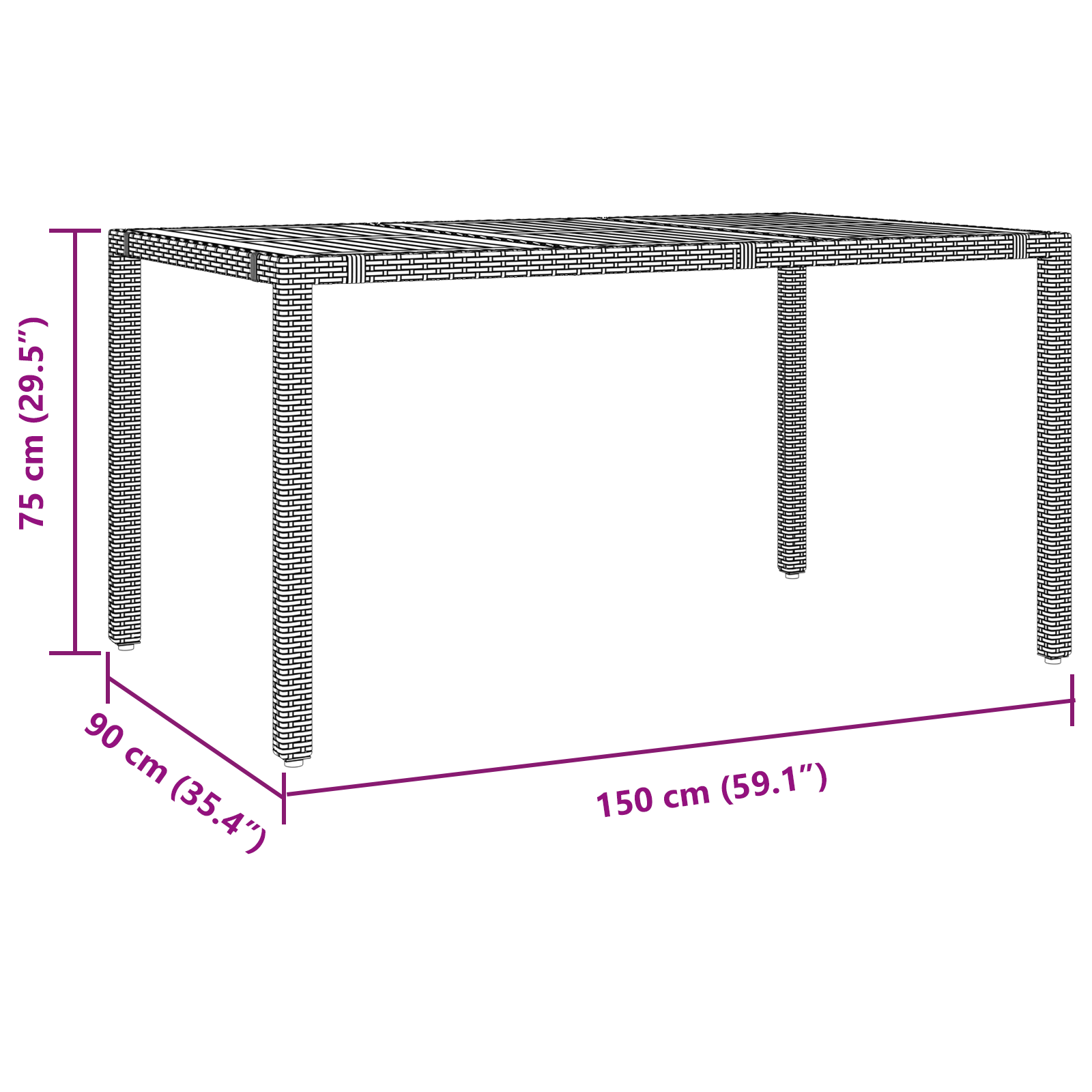 5 Piece Garden Dining Set Black Poly Rattan Acacia - Image 11