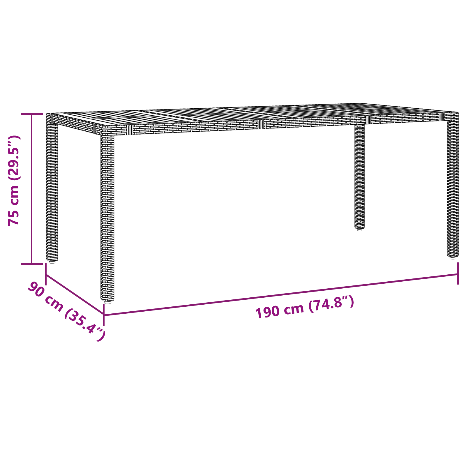 7 Piece Garden Dining Set Grey Poly Rattan Acacia - Image 11
