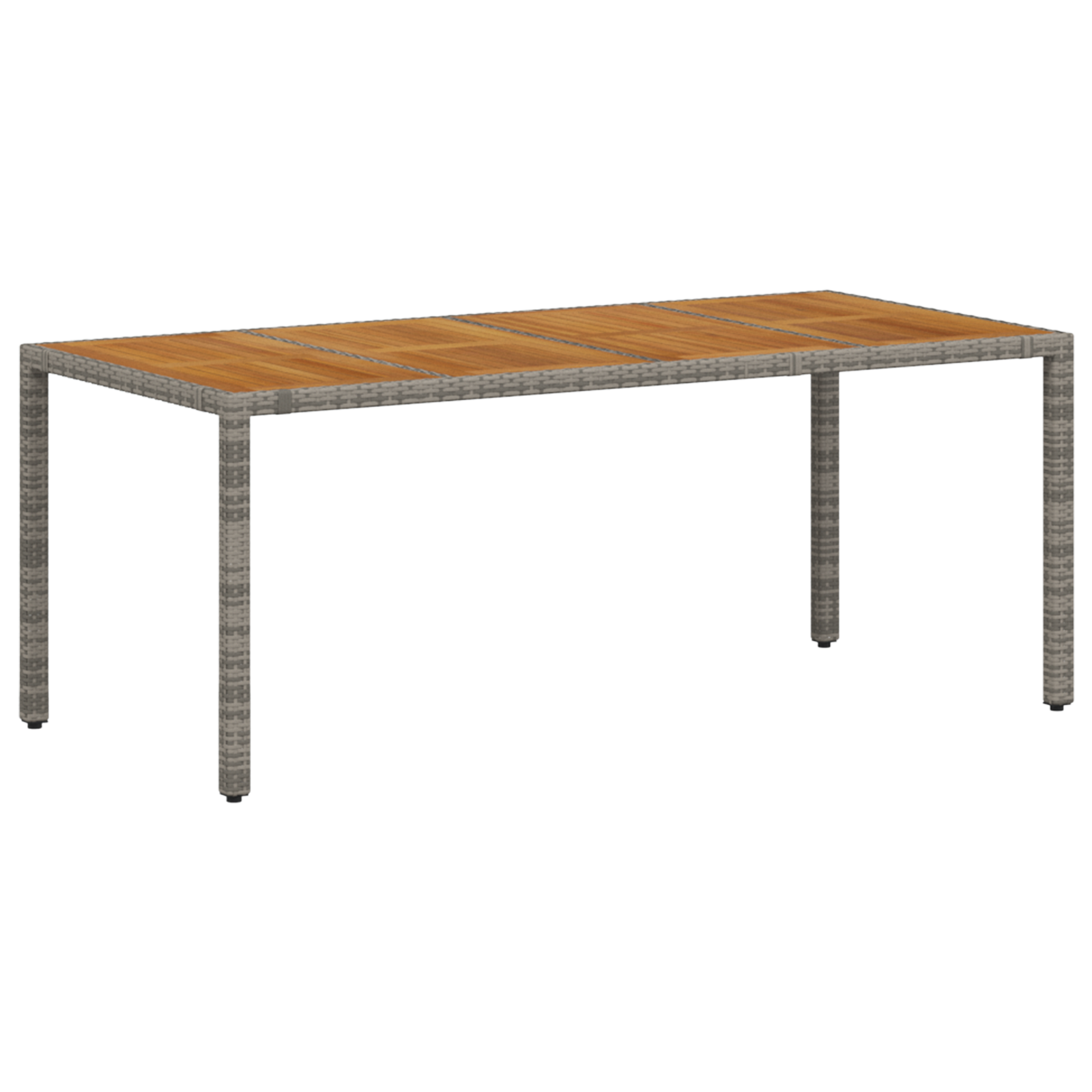 9 Piece Garden Dining Set Grey Poly Rattan Acacia - Image 5