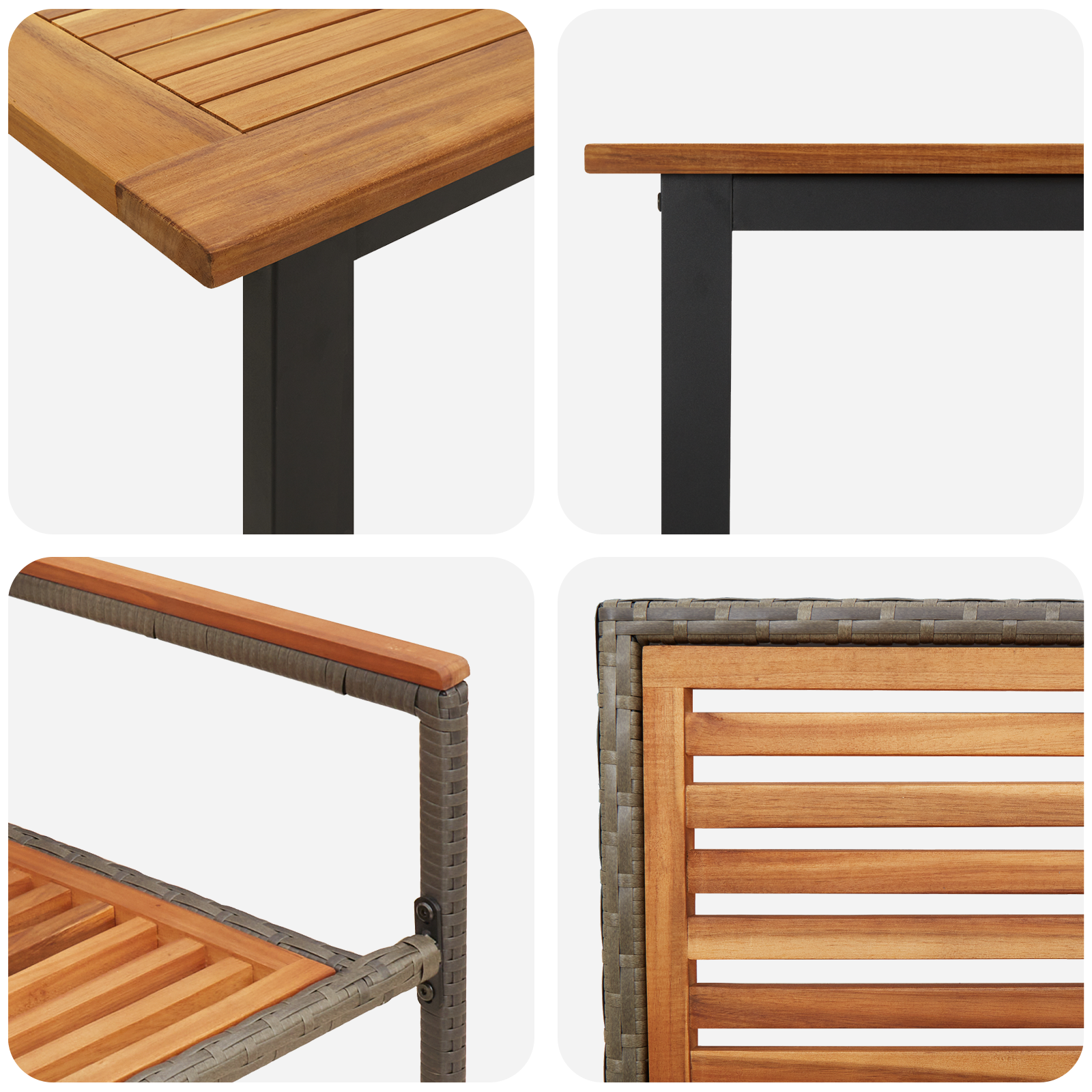 9-частен комплект за хранене на градина с грей поли ратан, vidaXL Столове за градина с възглавници 2 бр грей поли ратан - Image 9