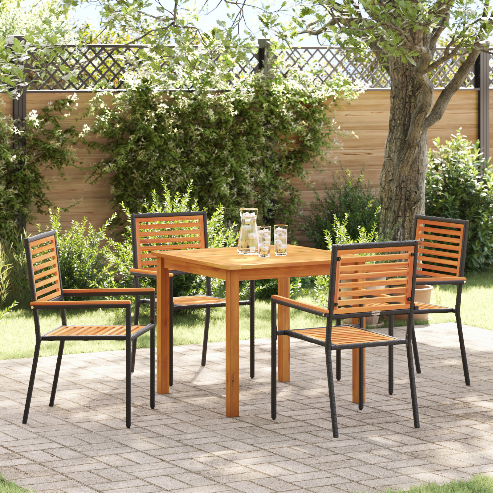 Thumbnail - vidaXL Garten Essgruppe 5 pcs Schwarz 85 x 85 x 74 cm