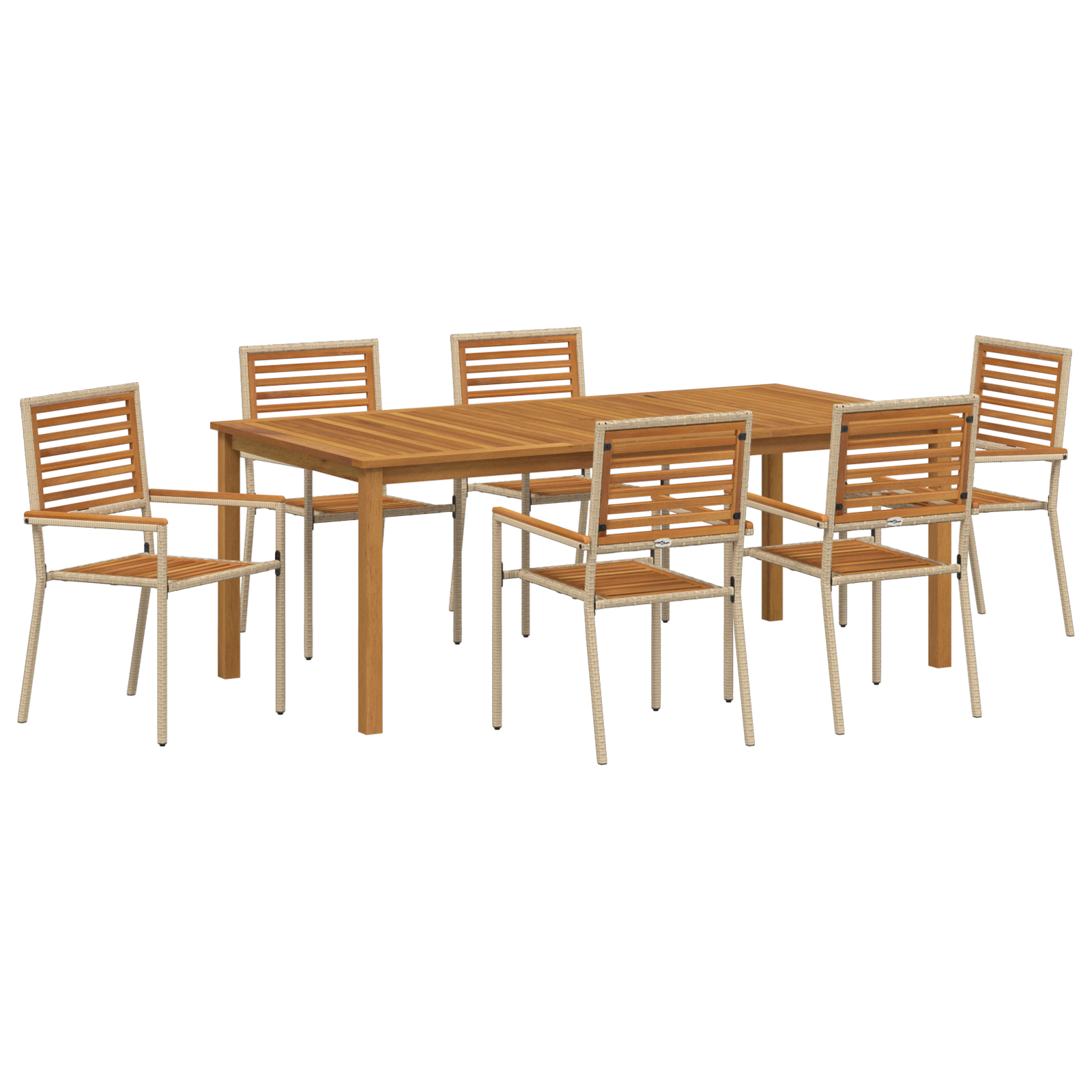 Thumbnail - vidaXL 7-teiliges Garten Essset Beige Poly-Rattan Akazie