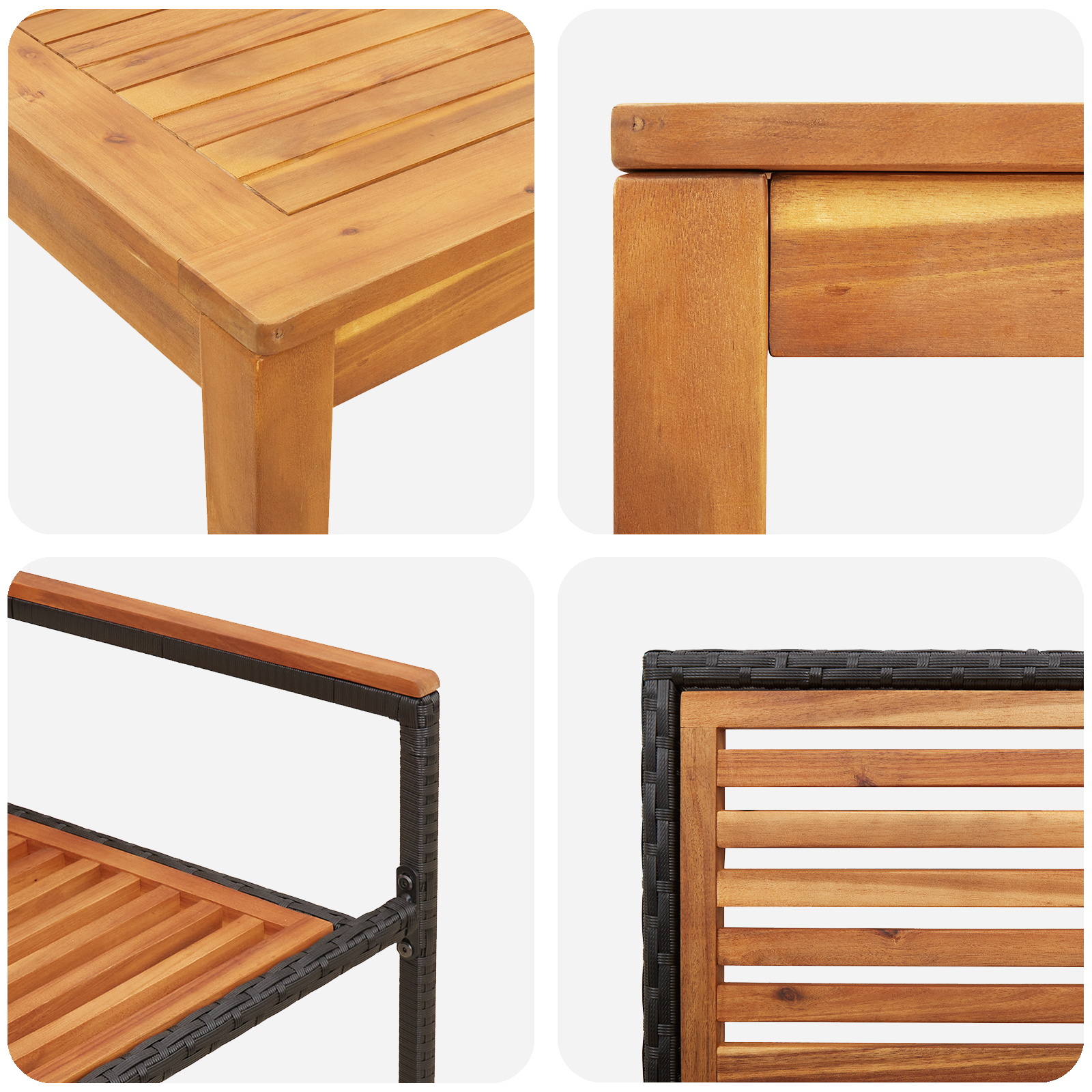 3-рон комплект за градина Черна акация, vidaXL Сгъваеми столове за градина с възглавници 2 бр Черна акация - Image 9