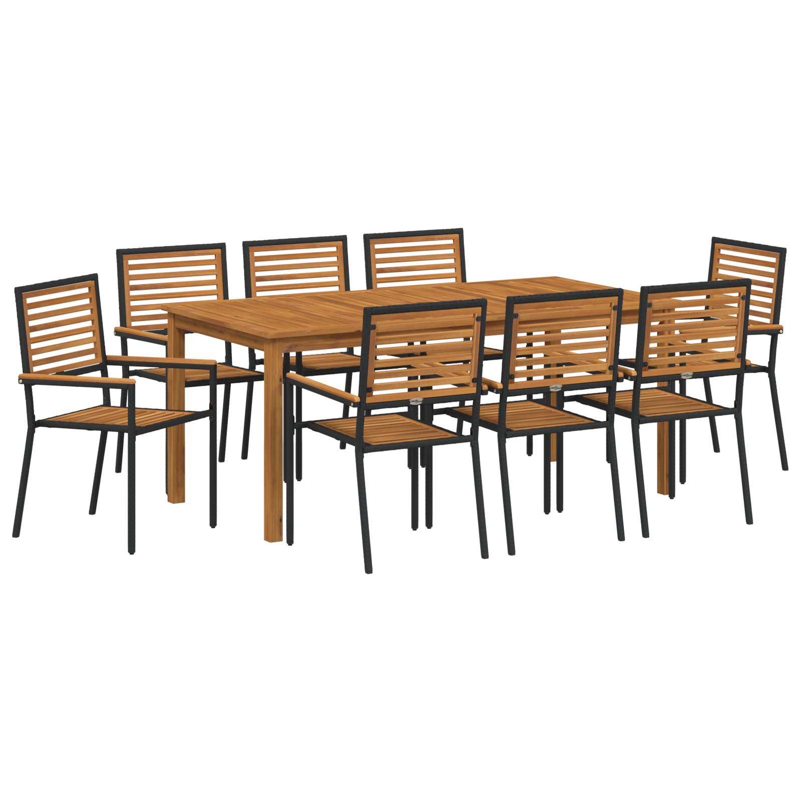 Thumbnail - vidaXL 9-teiliges Garten-Essset Schwarz Poly Rattan Akazie