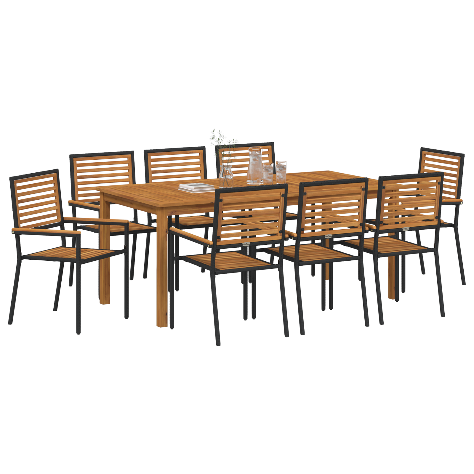 Thumbnail - vidaXL 9-teiliges Garten-Essset Schwarz Poly Rattan Akazie