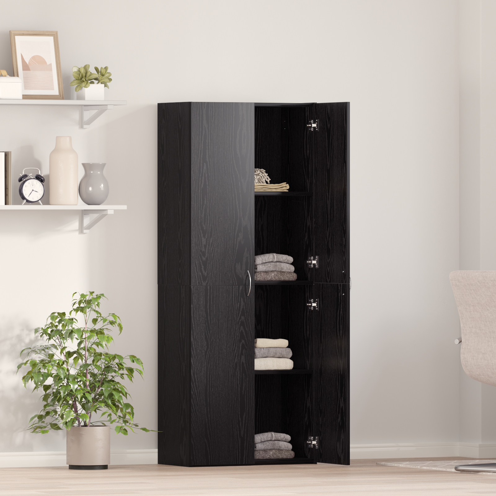 Filing Cabinet Set of 2 Black oak Engineered wood - Image 4