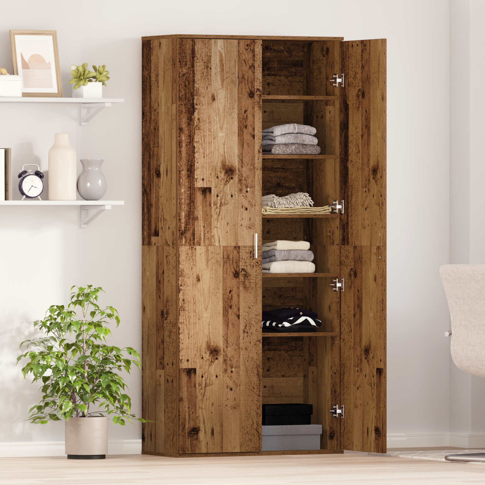 Highboard Old Wood 80x35x180 cm Engineered Wood