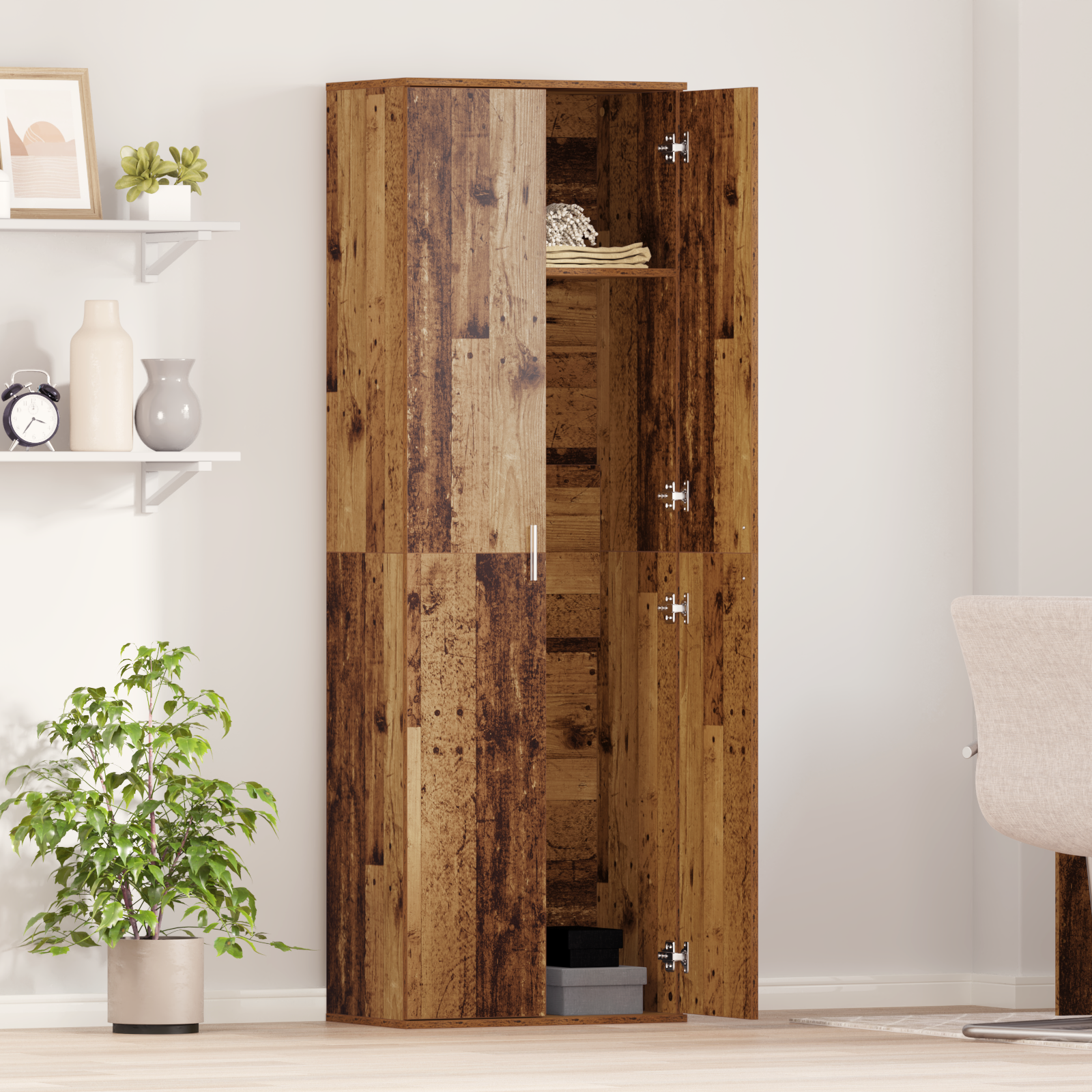 Highboard Old Wood 60x35x180 cm Engineered Wood - Image 4