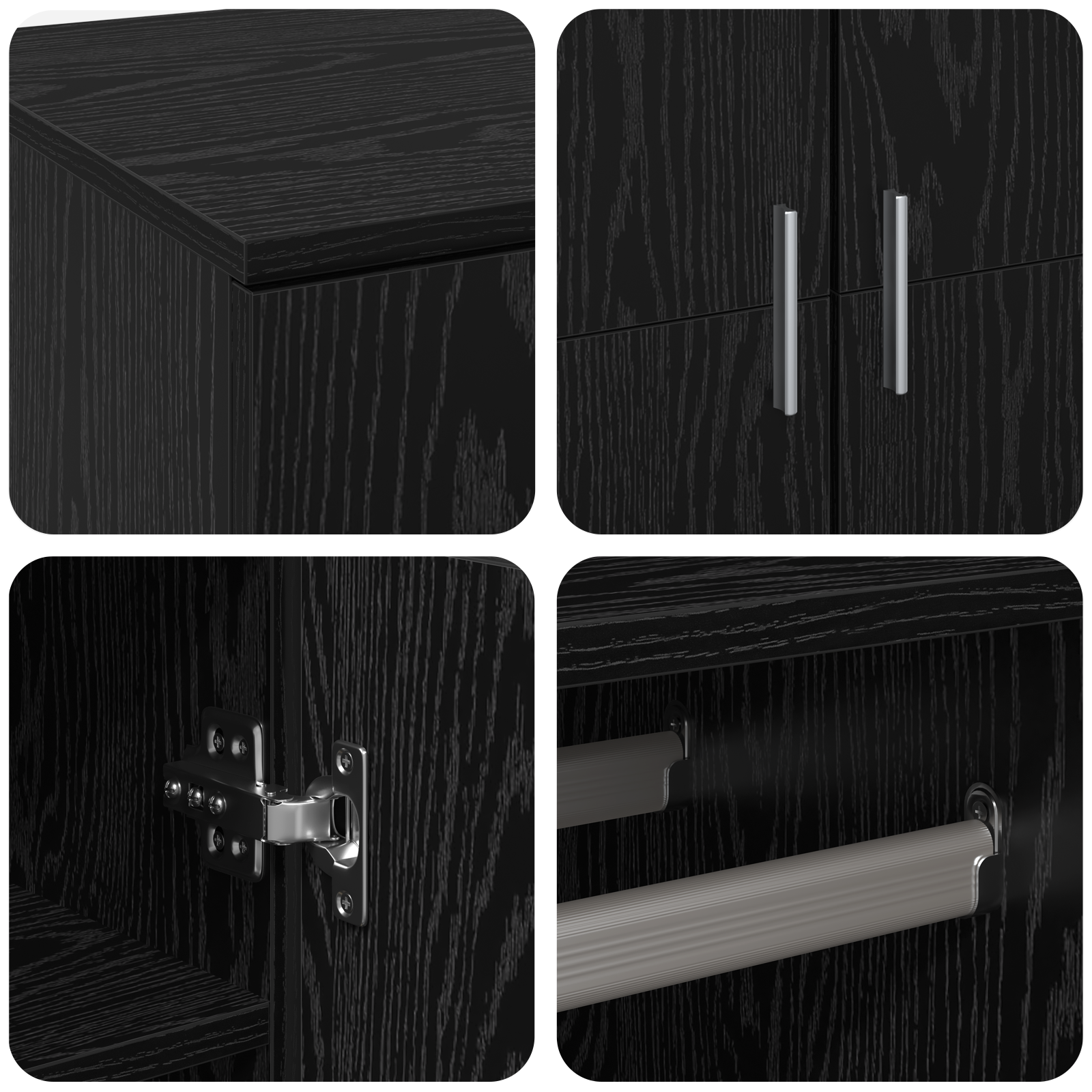 Highboard Black Oak 80x39x178 cm Engineered Wood - Image 9