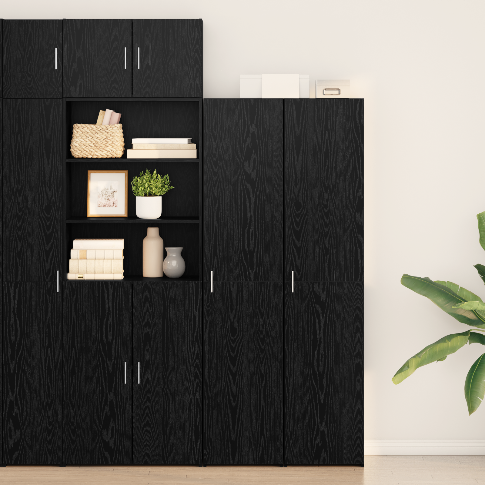 Highboard Black Oak 40x42.5x185 cm Engineered Wood