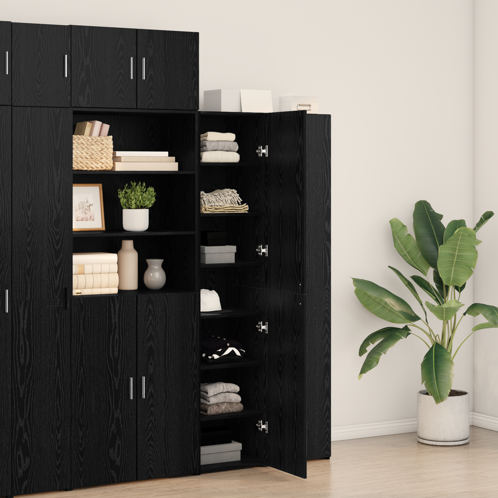 Highboard Black Oak 40x42.5x185 cm Engineered Wood - Image 4