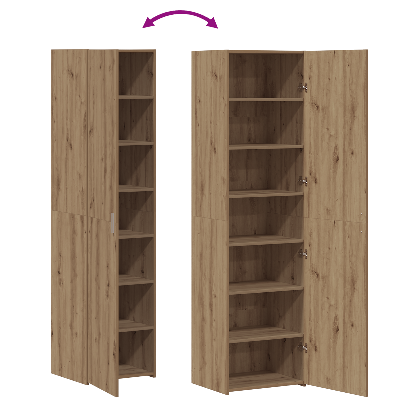 Visok predalnik 2 pcs Umetni hrast 50 x 42,5 x 185 cm - slika 12