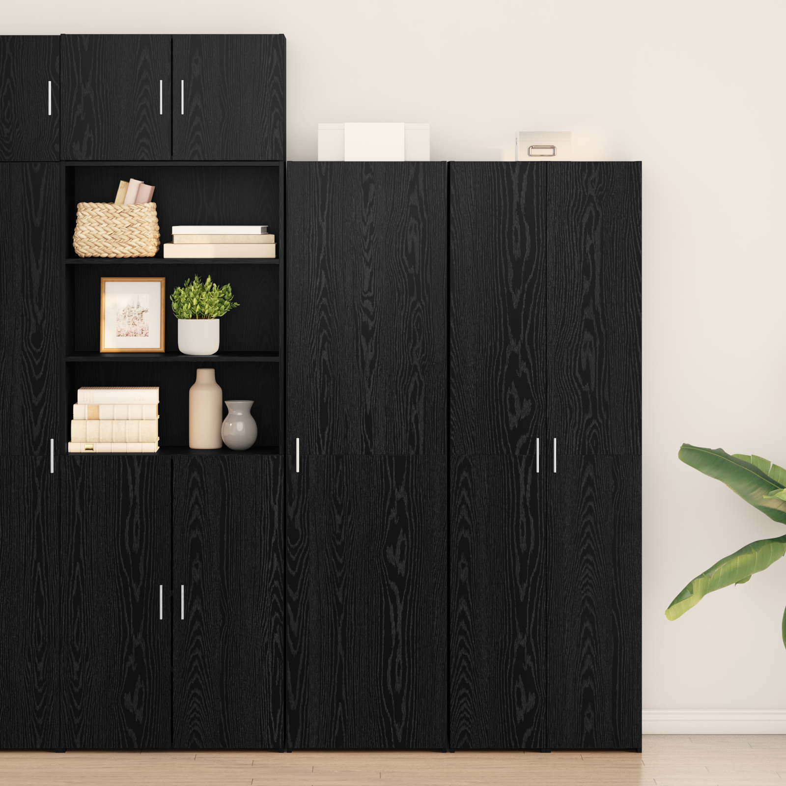 vidaXL Înalt Stejar Negru 50x42.5x185 cm Lemn prelucrat